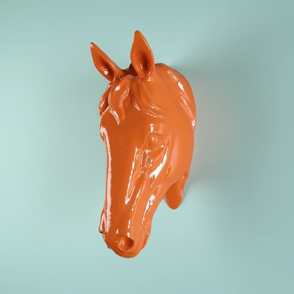 At Kafası Duvar Figürü - Orange