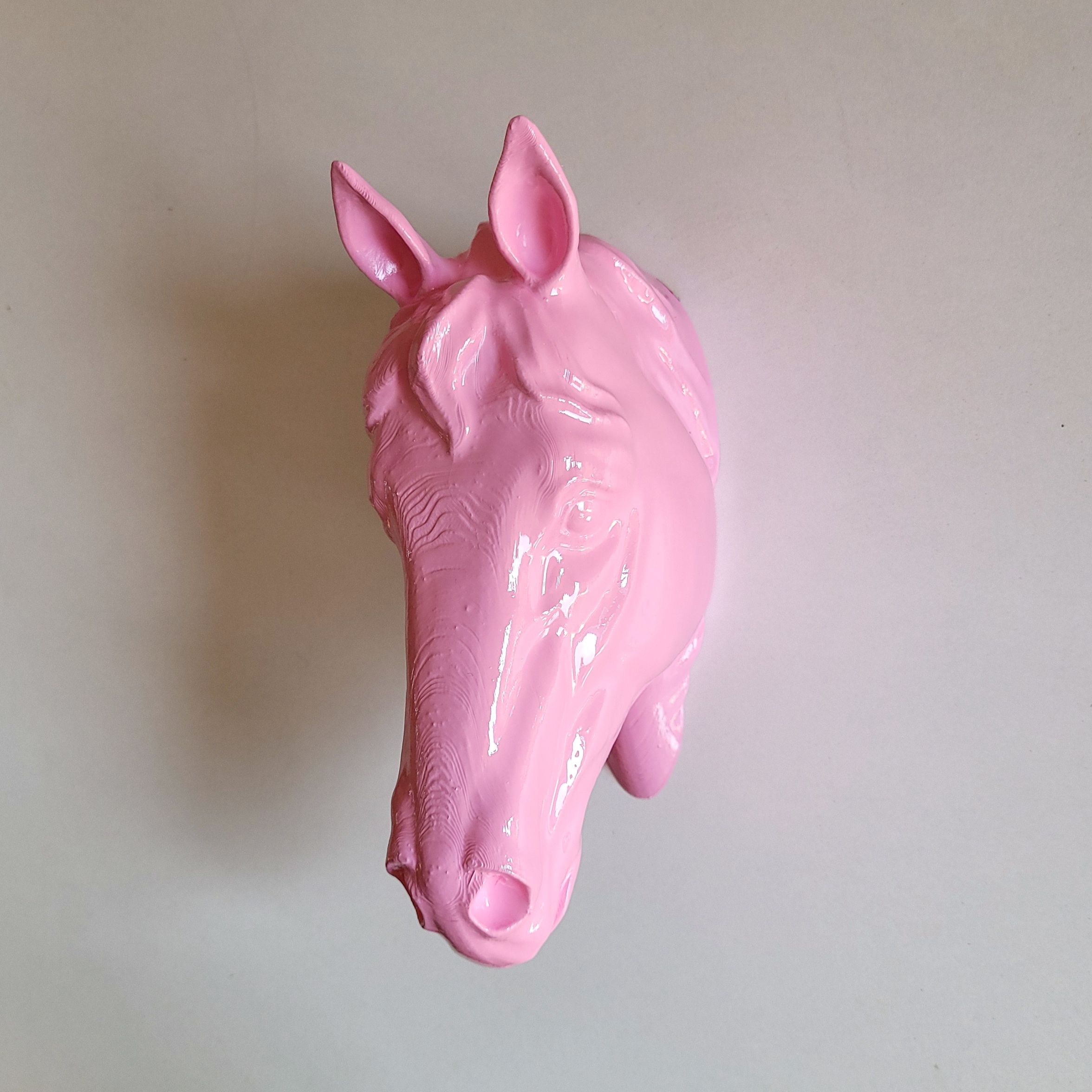 At Kafası Duvar Figürü - Pastel Pink