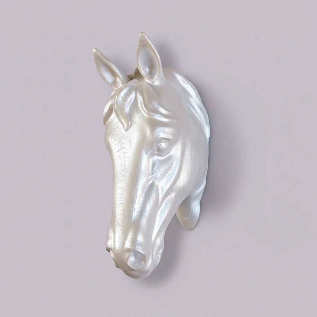 At Kafası Duvar Figürü - Pearl