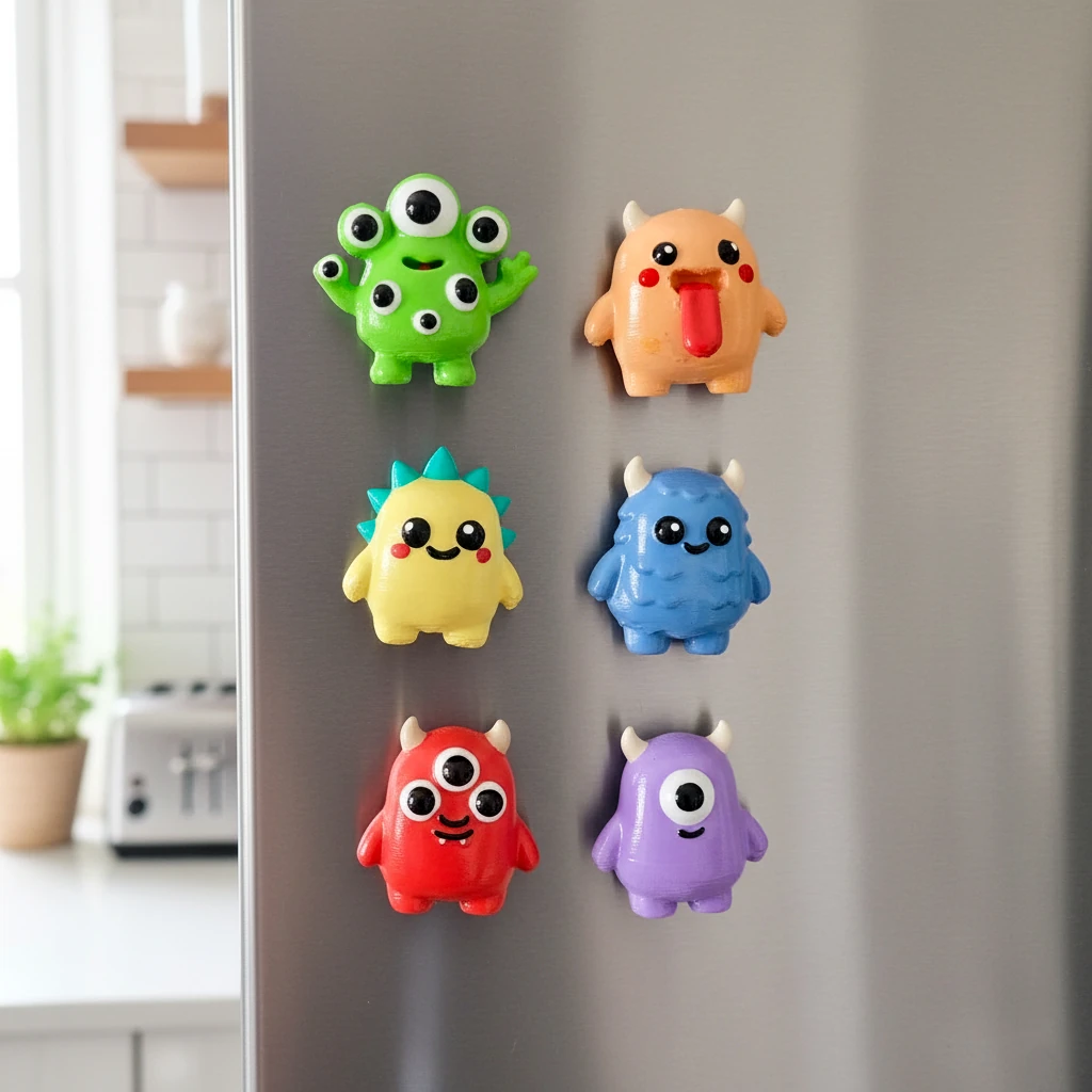 Sevimli Canavarlar Magnet Seti – 6’lı El Boyaması Buzdolabı Süsü