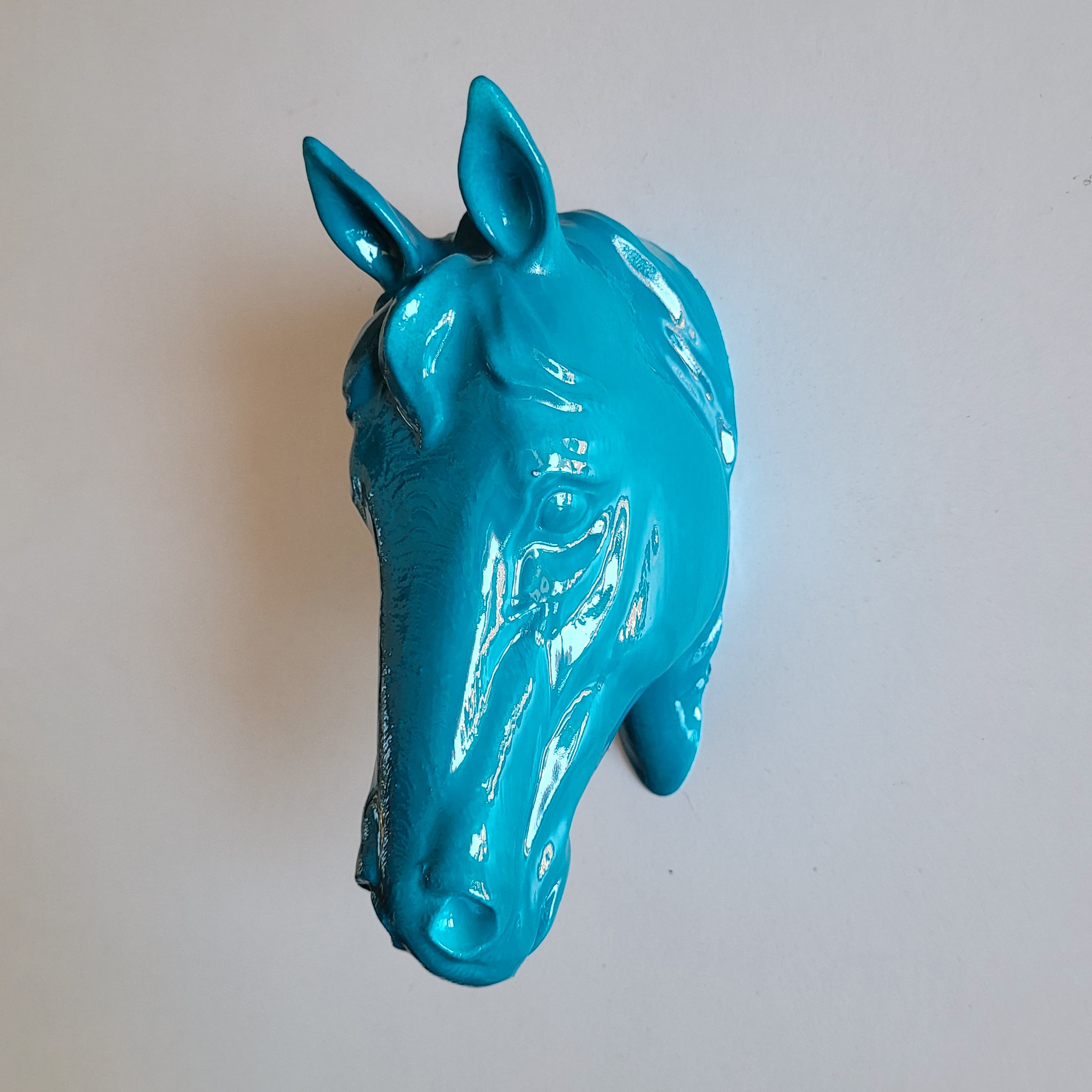 At Kafası Duvar Figürü - Dark Turquoise