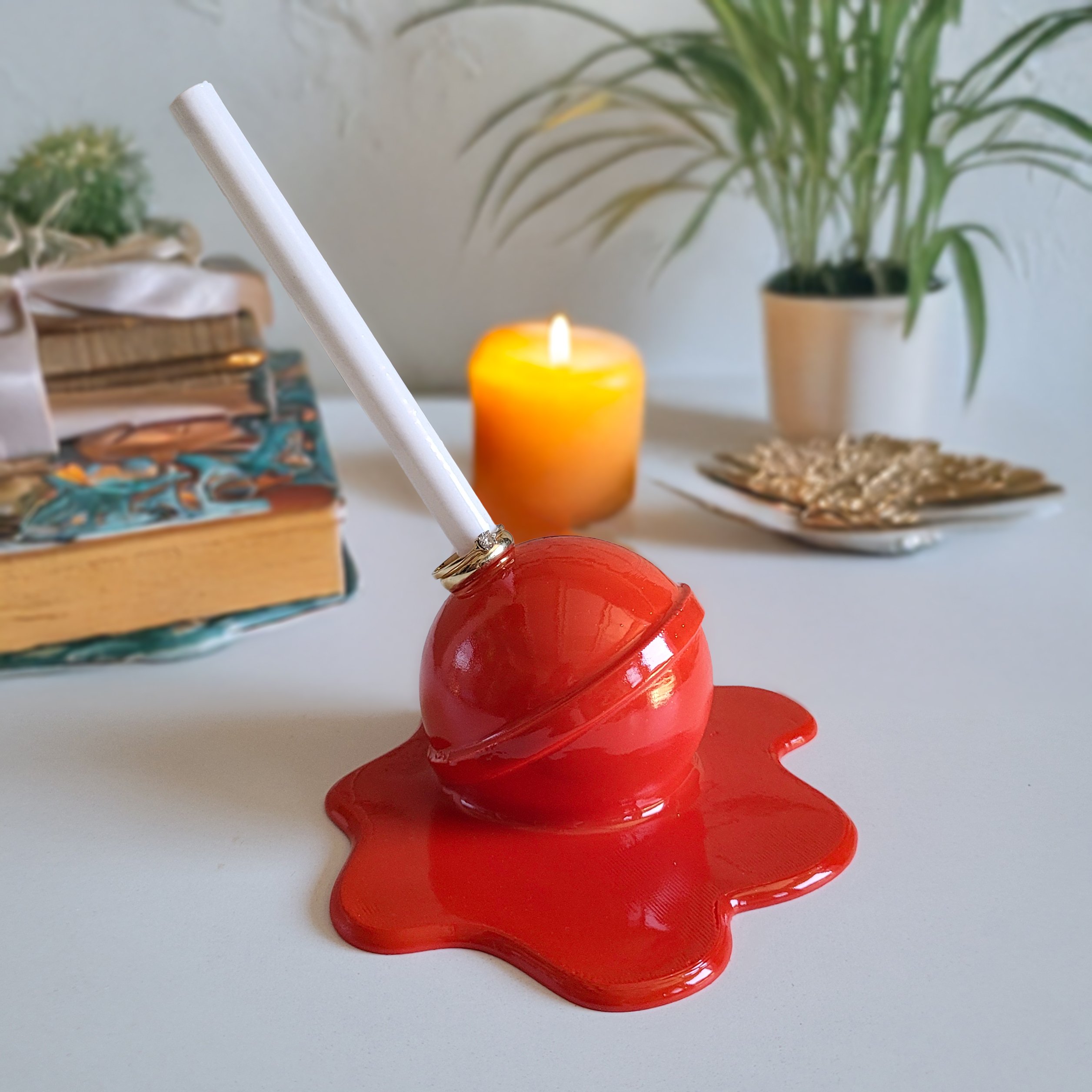 Erimiş Lolipop Yüzük Tutacağı - Red