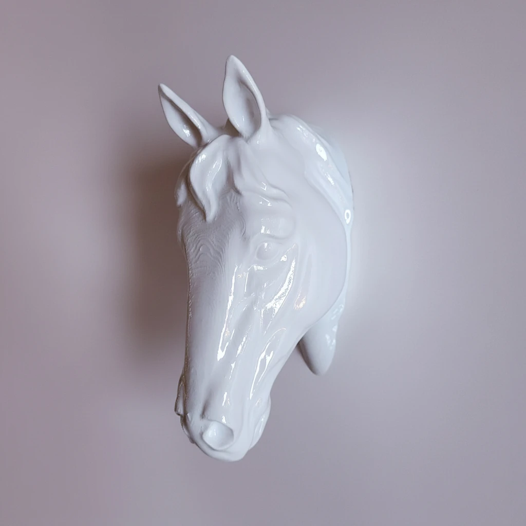 At Kafası Duvar Figürü - White