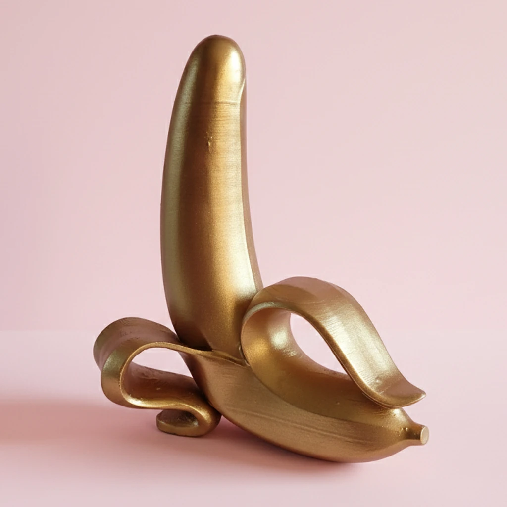 Soyulmuş Muz Heykel - Antique Gold