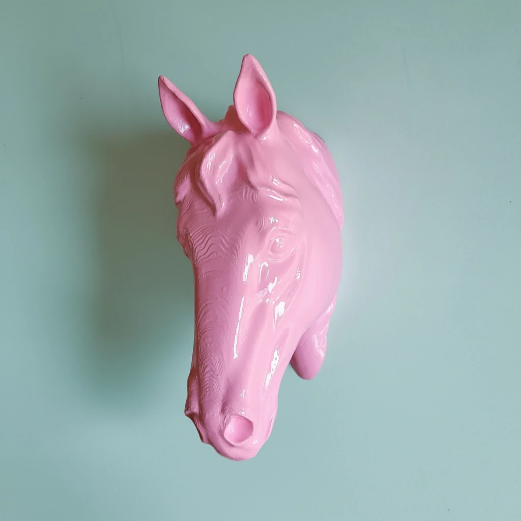 At Kafası Duvar Figürü - Pastel Pink