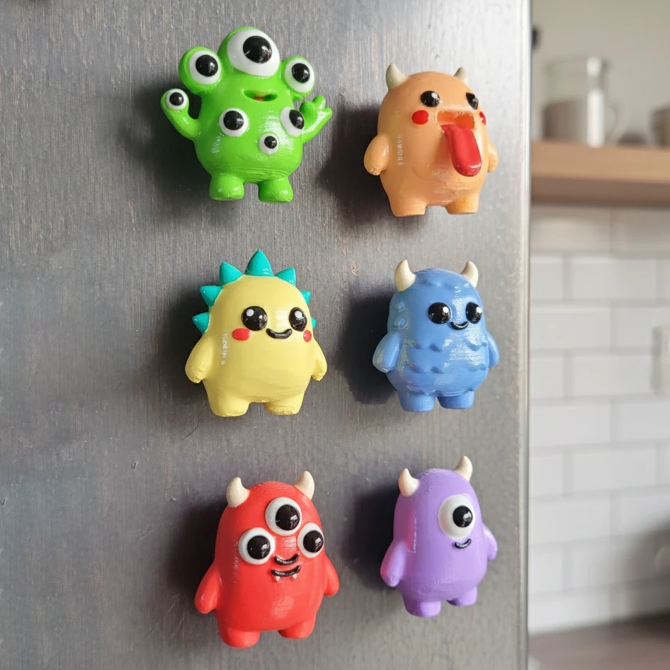 Sevimli Canavarlar Magnet Seti – 6’lı El Boyaması Buzdolabı Süsü