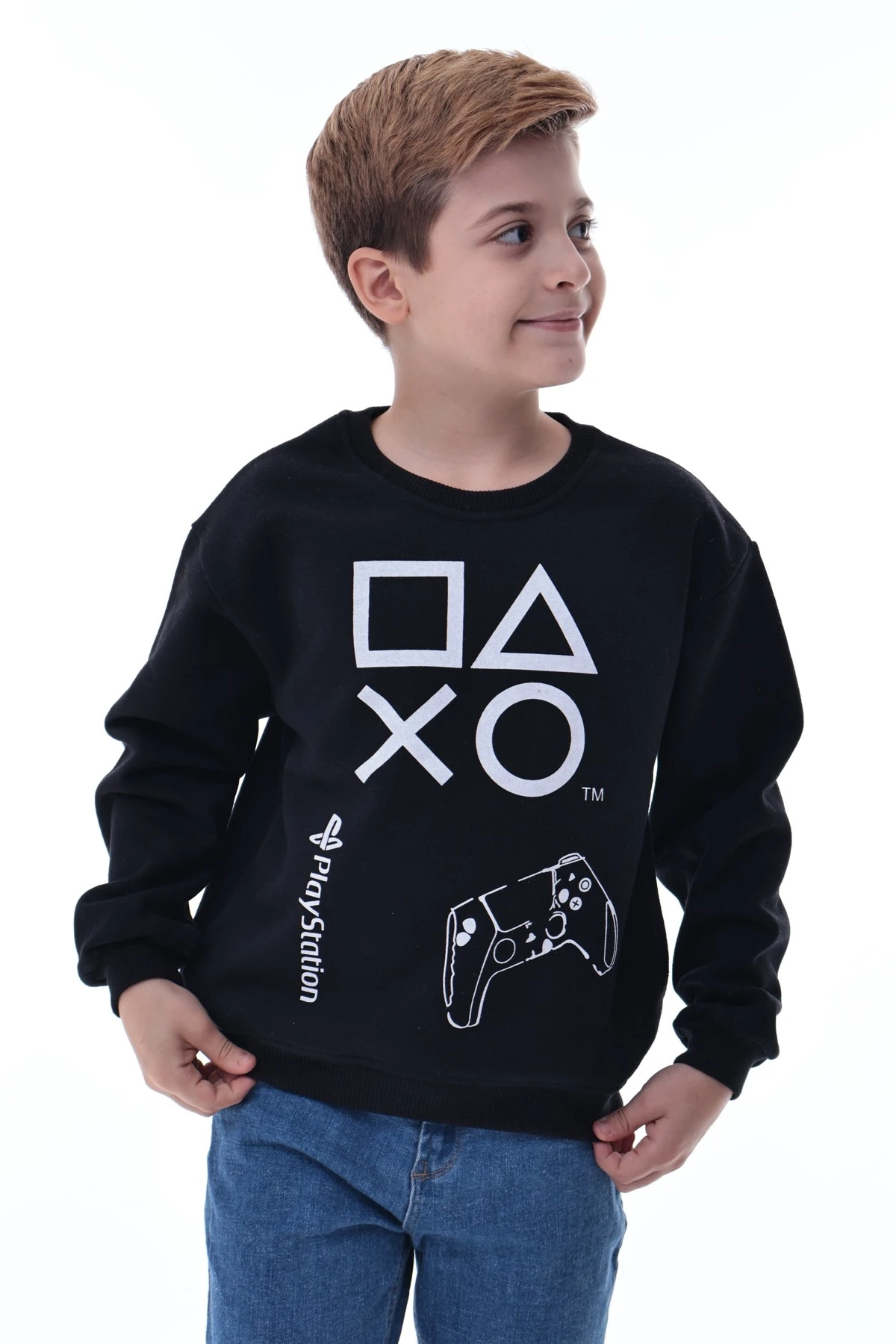 PlayStation Baskılı Çocuk Sweatshirt Siyah | Gamer Oyun Sever Sweat