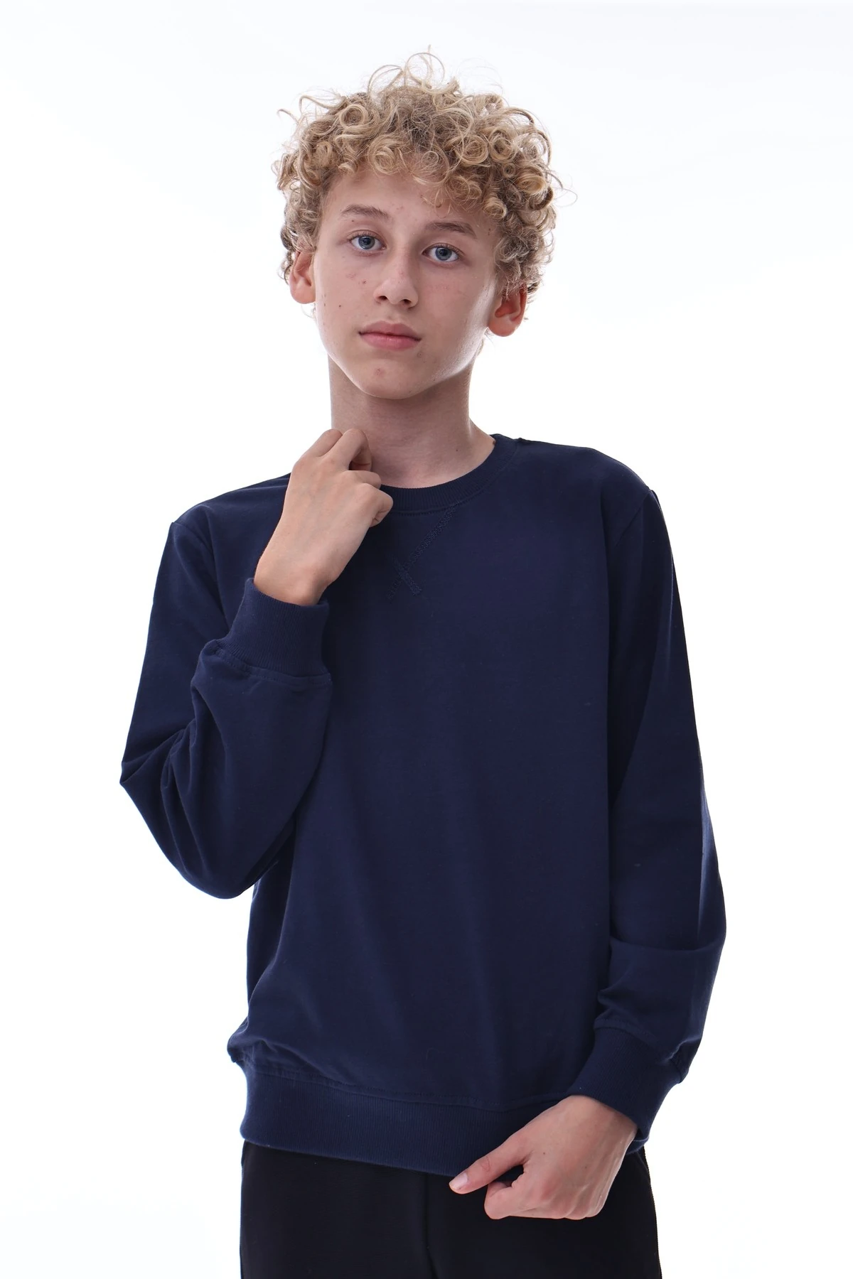 Lacivert Erkek Çocuk Sweatshirt – Pamuklu Rahat Kalıp Günlük Model