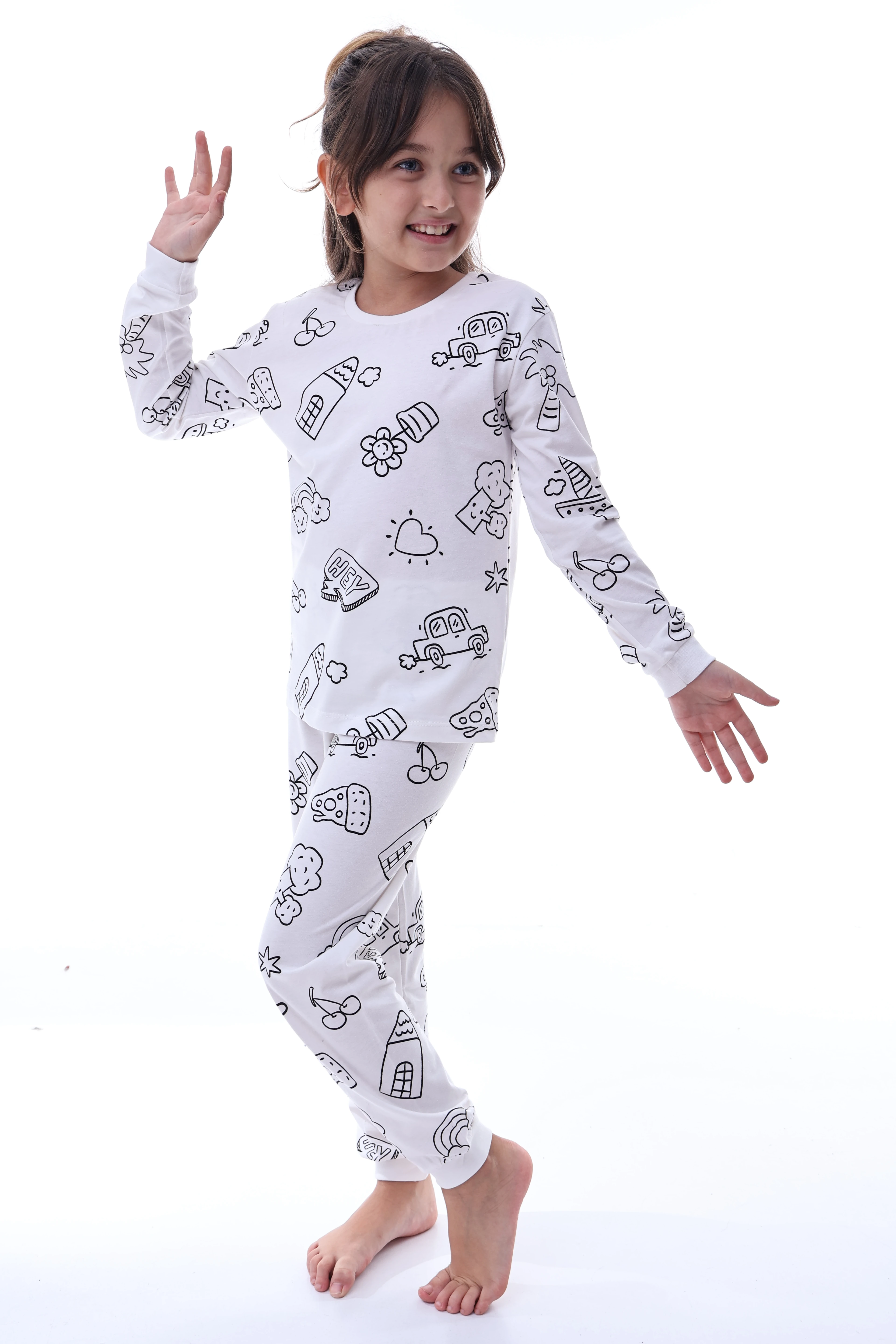 Boyanabilir Unisex Çocuk Pijama – Yıkanabilir Renkli Eğlenceli Ve Rahat Tasarım