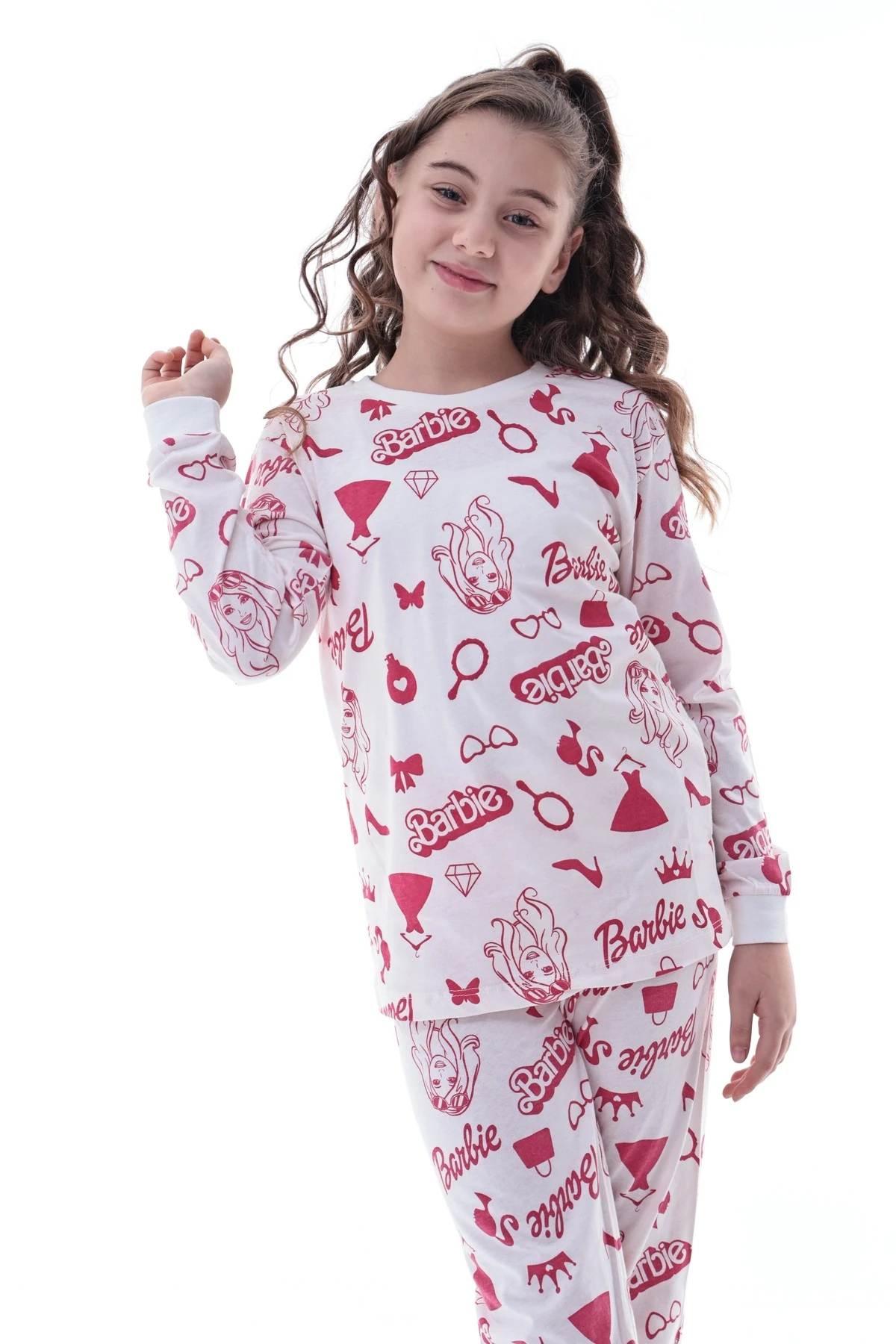 Kız Çocuk Baskılı Pamuklu Pijama Takımı – Rahat, Nefes Alan, Yumuşak Kumaşlı Uyku Takımı