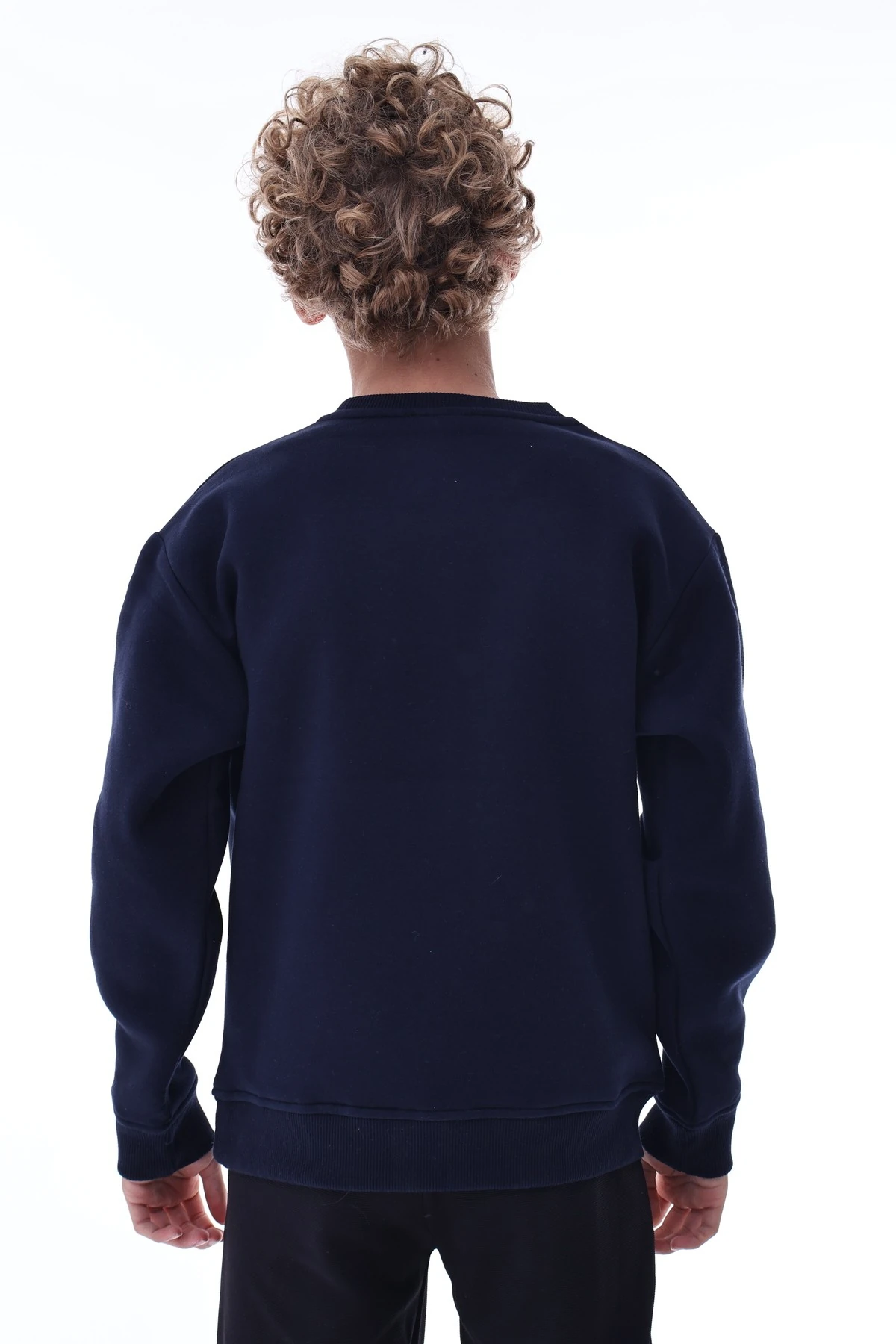 Lacivert Erkek Çocuk Sweat – Pamuklu Rahat Kalıp Basic Uzun Kollu