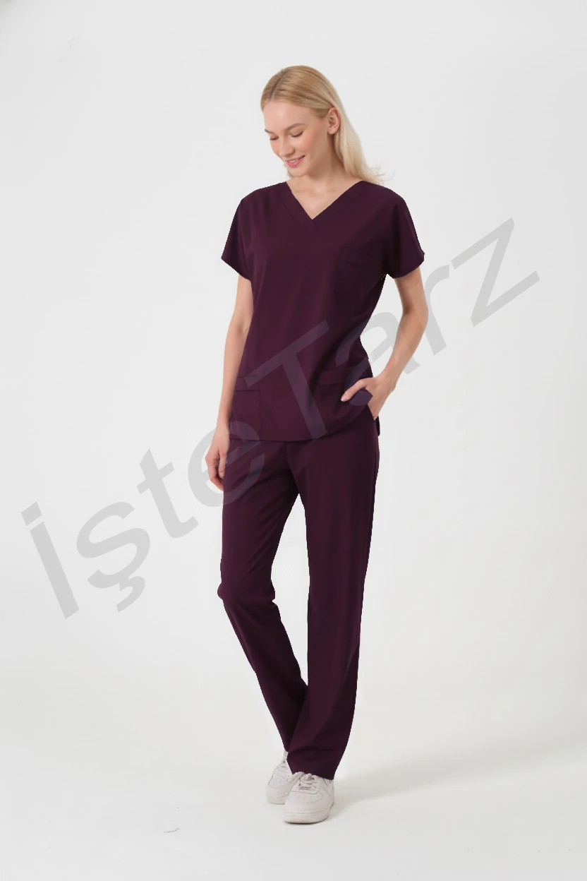 Kadın Doktor/Hemşire Forması Mürdüm