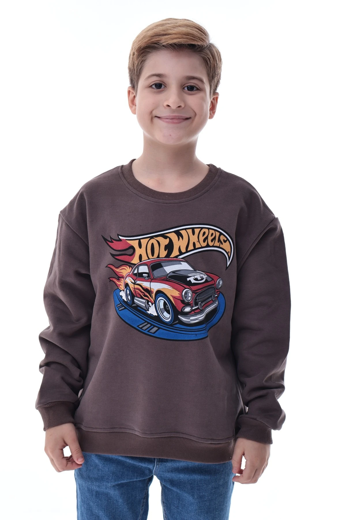 Kahverengi Erkek Çocuk Baskılı Sweatshirt