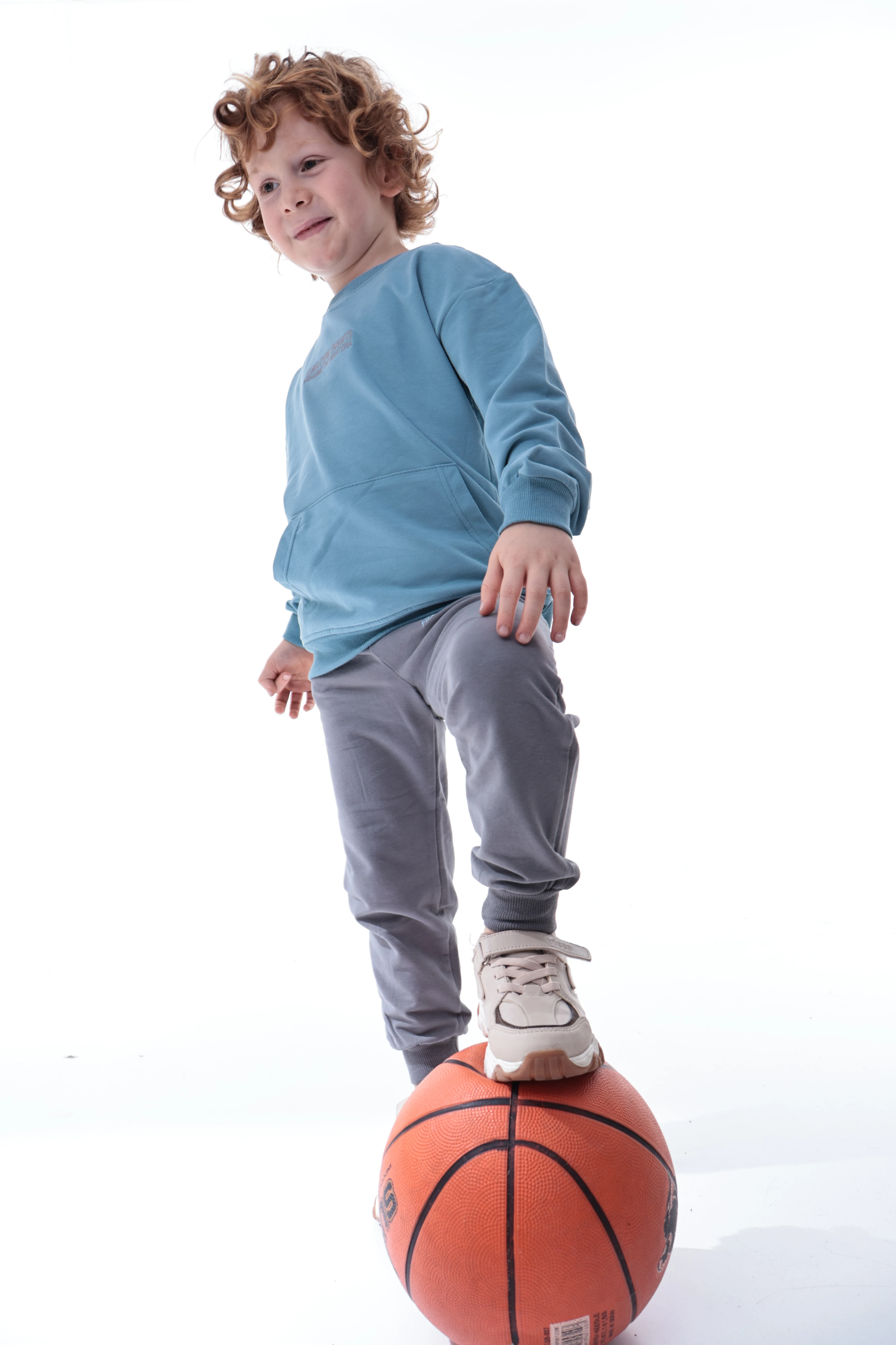 Erkek Çocuk Mavi Polar Eşofman Takımı | Yumuşak Kumaş Kapüşonlu Sweat & Rahat Jogger Alt