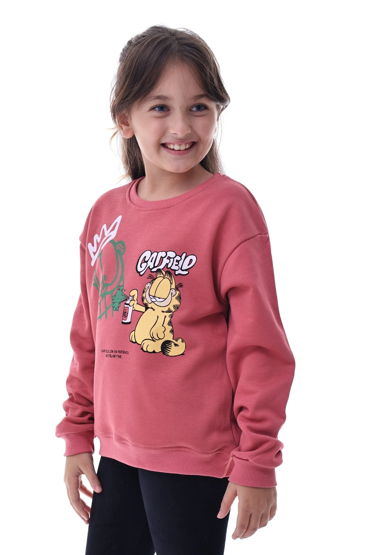 Kız Çocuk Garfield Baskılı Pembe Sweatshirt – Rahat ve Eğlenceli