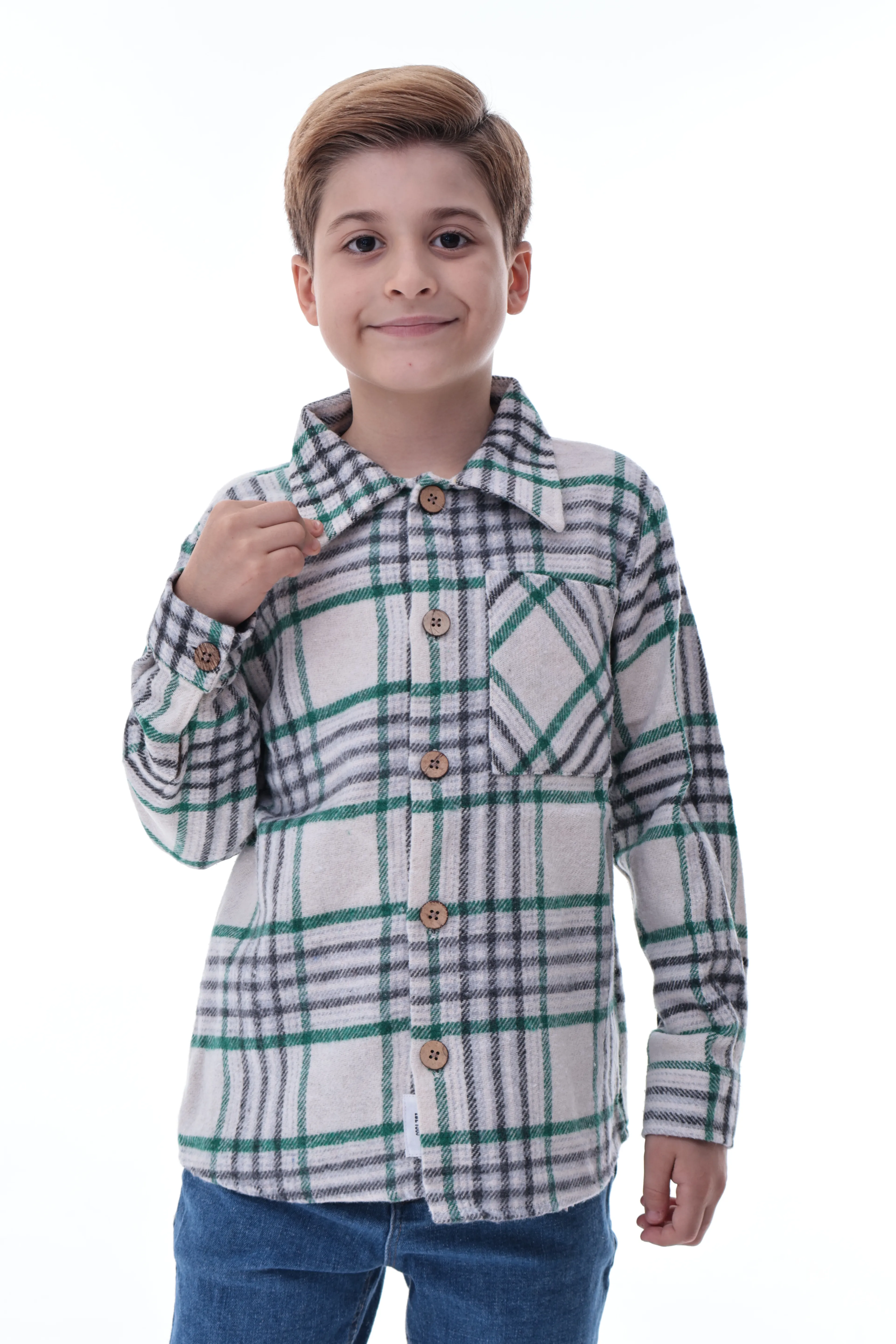 Ekose Desenli Erkek Çocuk Oduncu Gömlek Rahat Kalıp Düğmeli