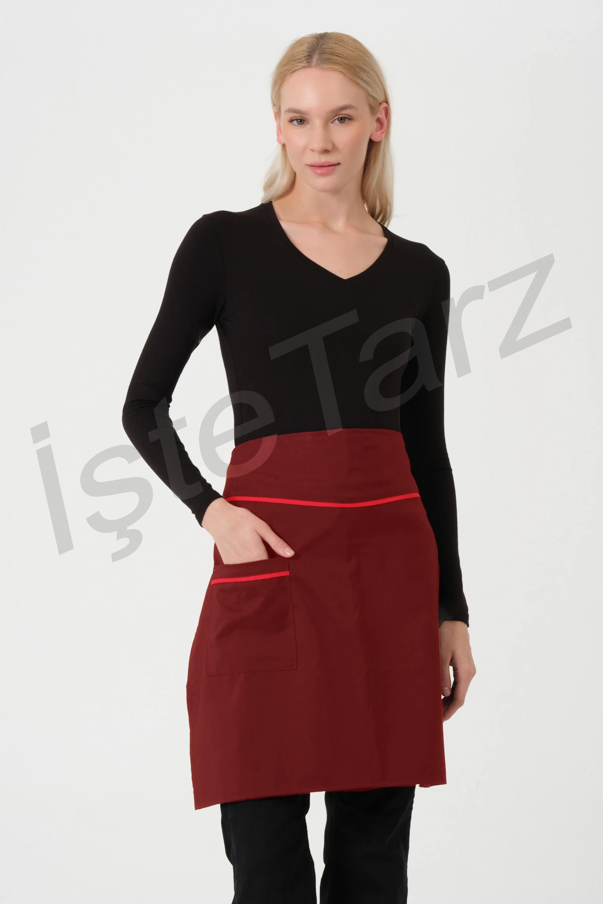 Cepli Garson Önlüğü - Bordo