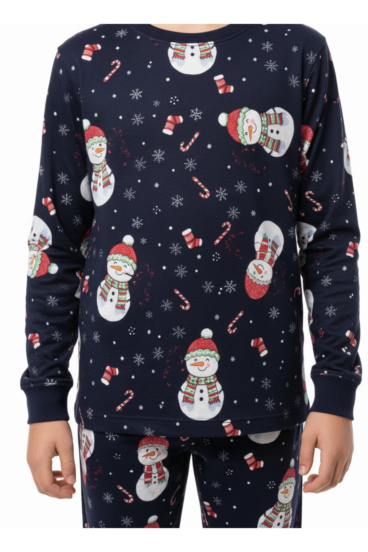 Erkek Çocuk Pamuklu Pijama Takımı – Noel Yılbaşı Desenli Yumuşak Kumaş %100 Pamuk