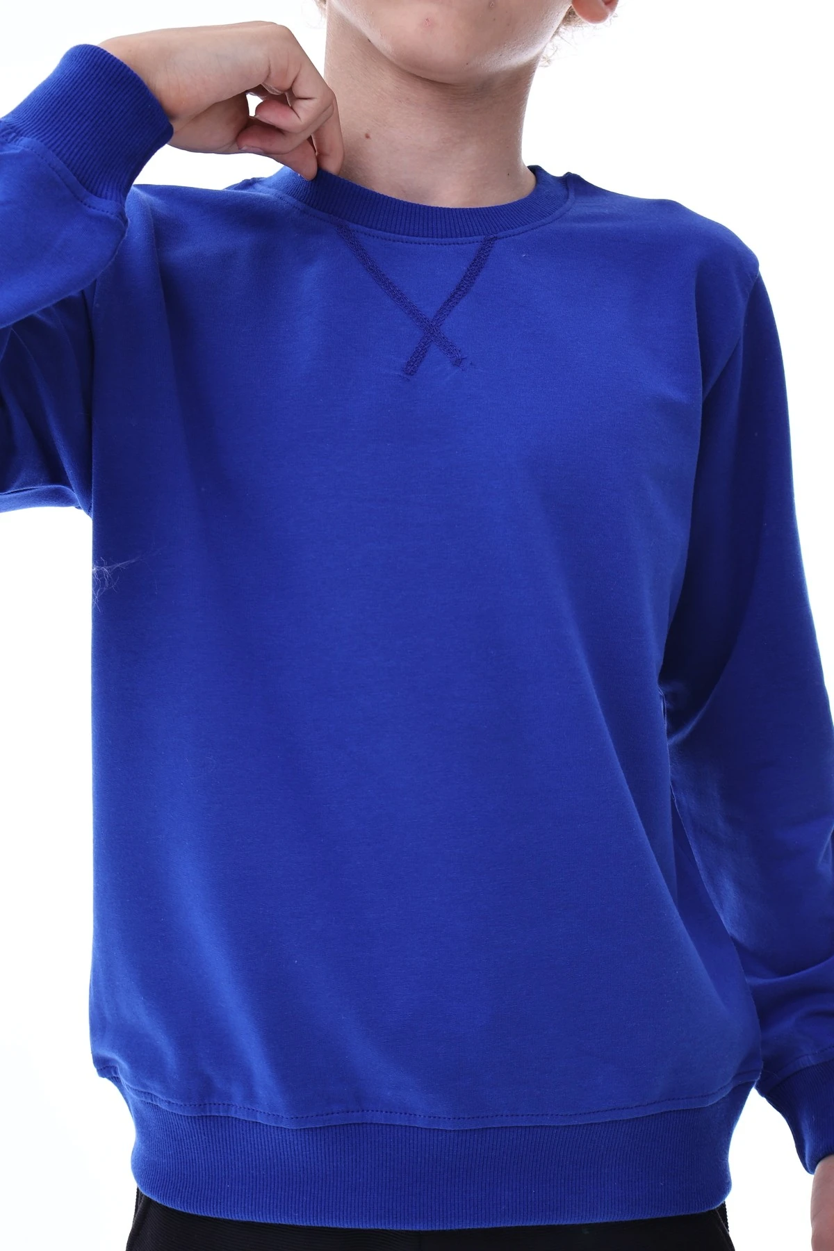 Mavi Erkek Çocuk Sweatshirt – Rahat Kalıp Pamuklu İki İplik Kumaş