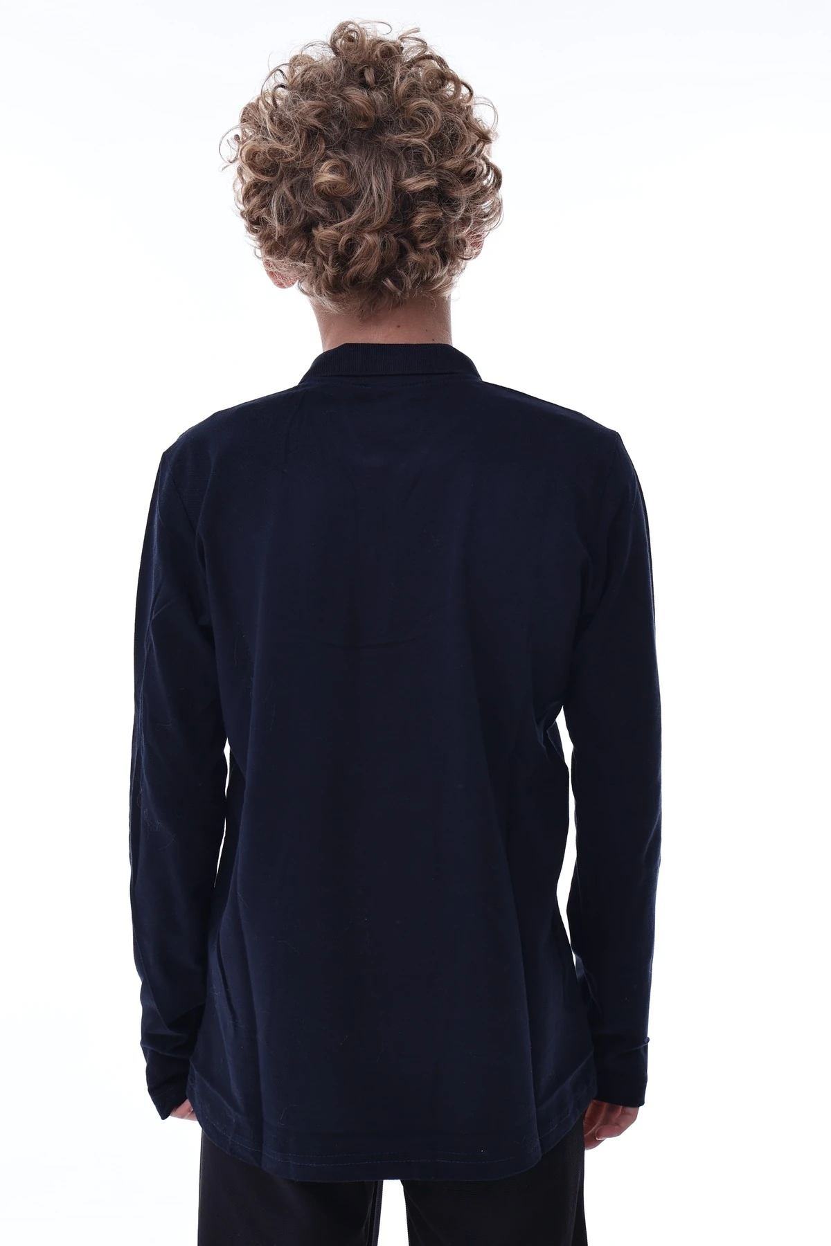 Erkek Çocuk Lacivert Uzun Kollu Polo Yaka Tişört – Pamuklu Rahat Günlük Çocuk Üst