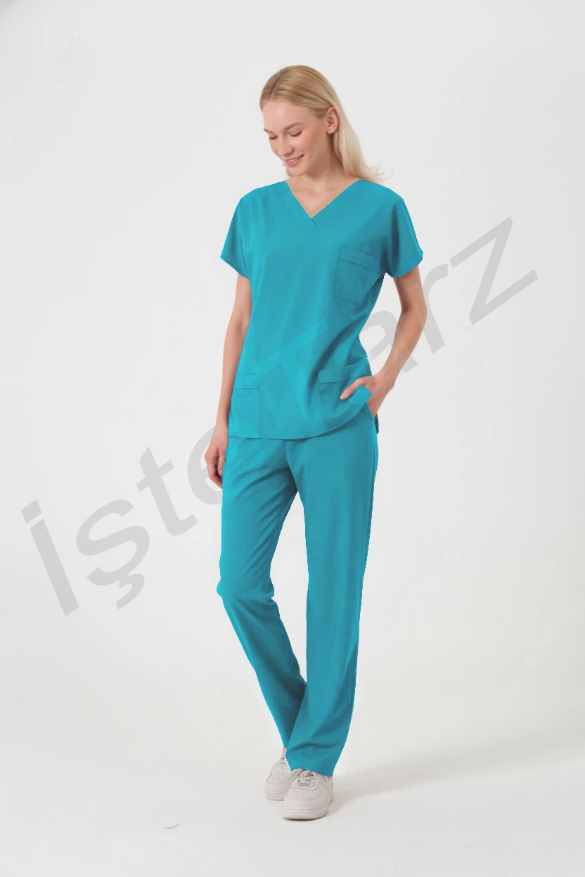 Kadın Doktor/Hemşire Forması Turkuaz
