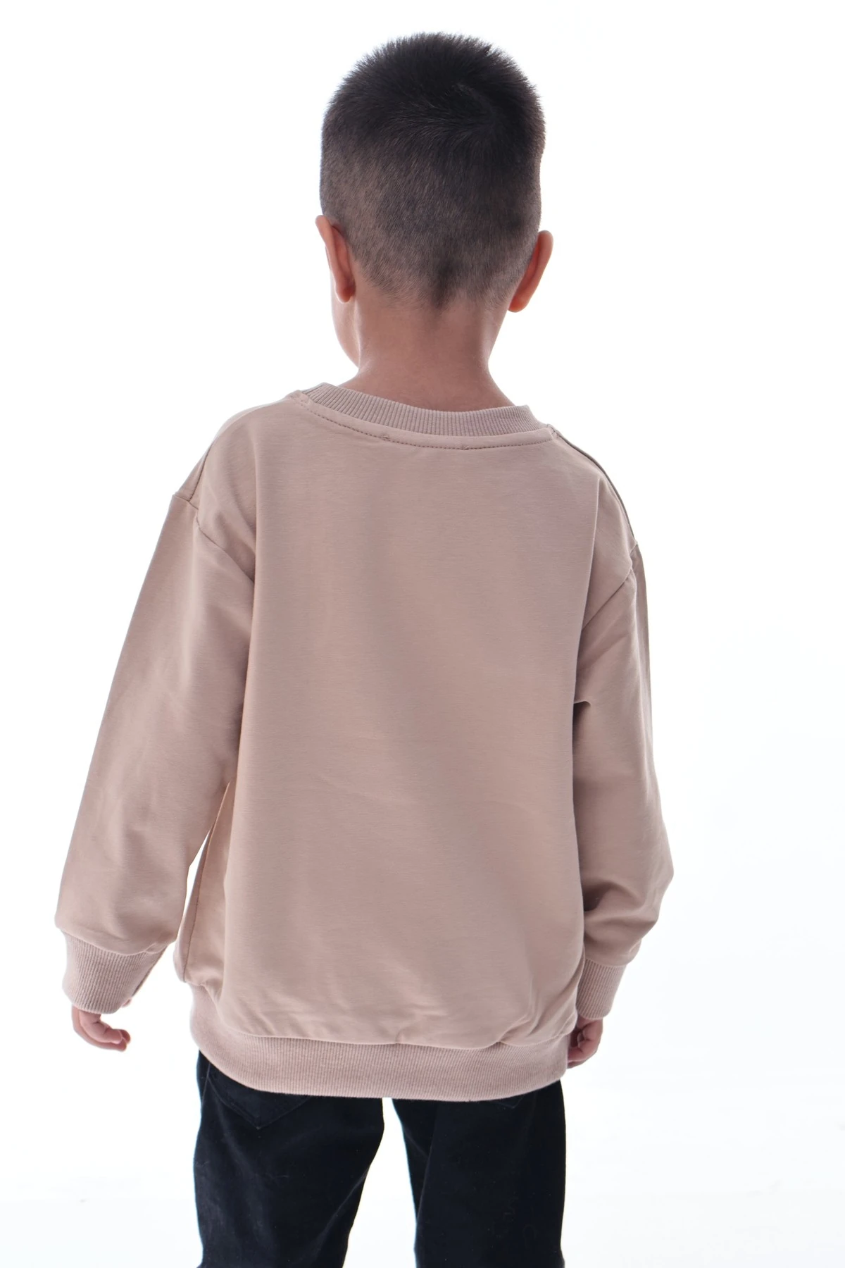 Erkek Çocuk Bej Sweatshirt %100 Pamuk | 12 Ay – 5 Yaş Rahat Kalıp Basic Günlük Üst