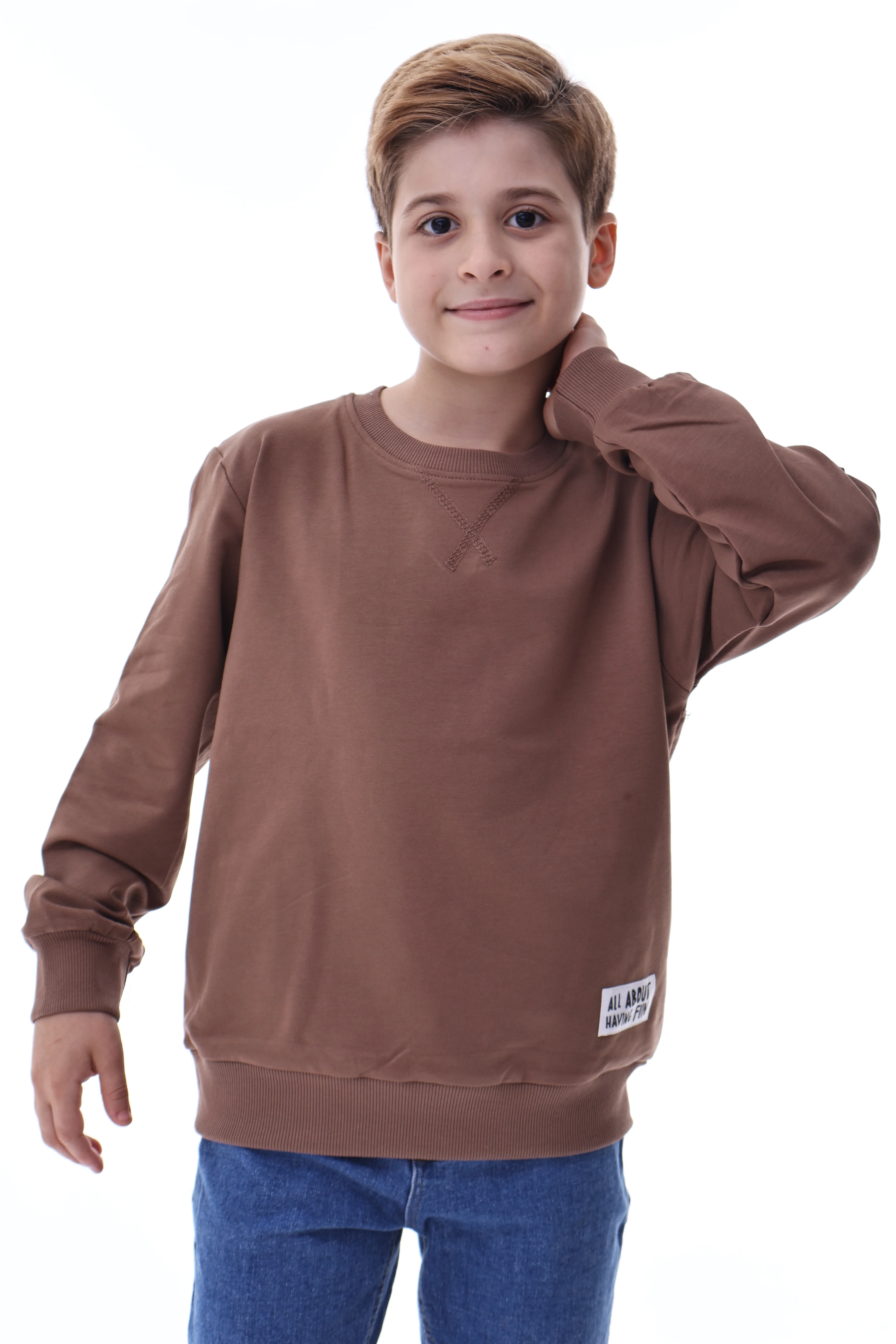 Basic Erkek Çocuk Sweatshirt Rahat Kalıp %100 Pamuk Günlük