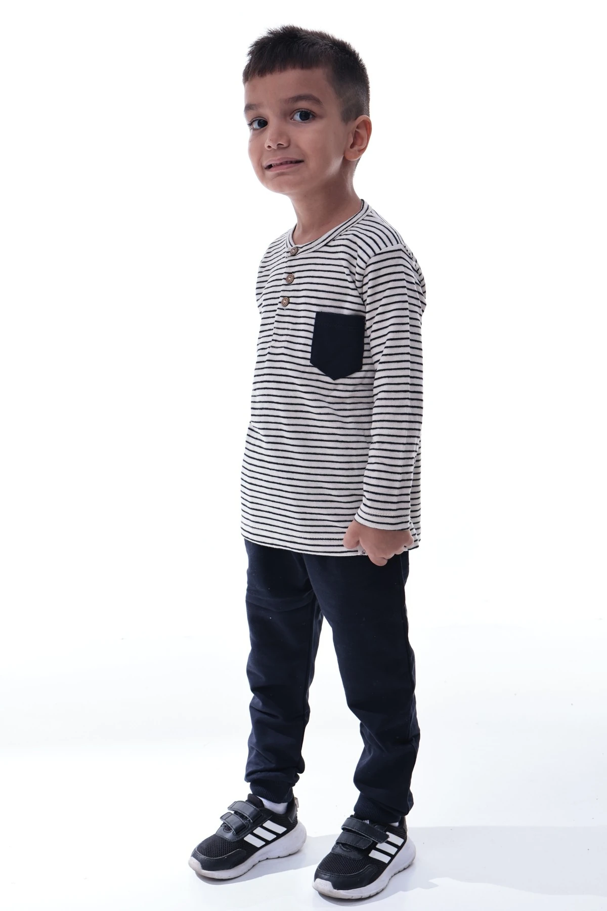 Erkek Çocuk Çizgili Uzun Kollu Tshirt ve Rahat Jogger Alt Takım | Günlük Spor Kombin