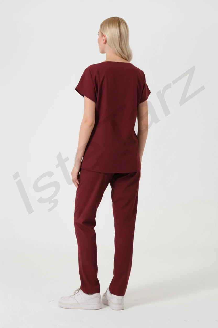 Kadın Doktor/Hemşire Forması Bordo