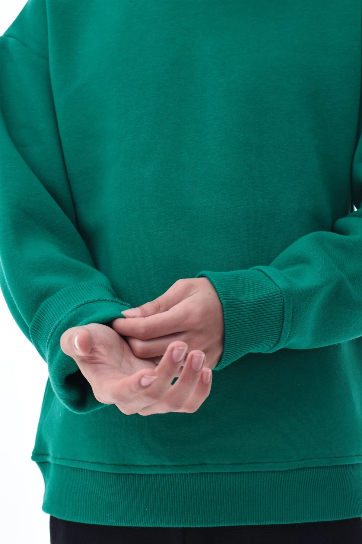 Yeşil Erkek Çocuk Sweat – Pamuklu Rahat Kalıp Basic Uzun Kollu