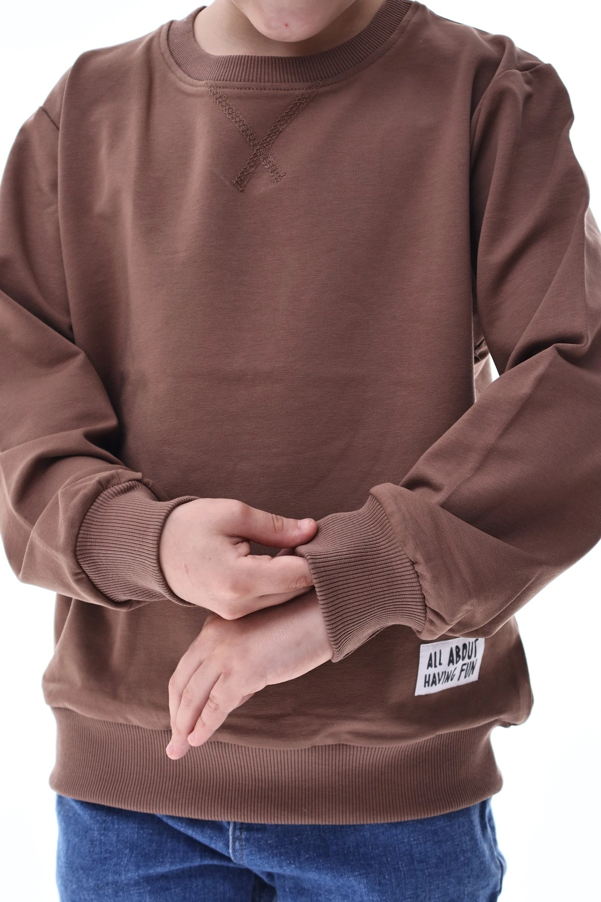 Basic Erkek Çocuk Sweatshirt Rahat Kalıp %100 Pamuk Günlük