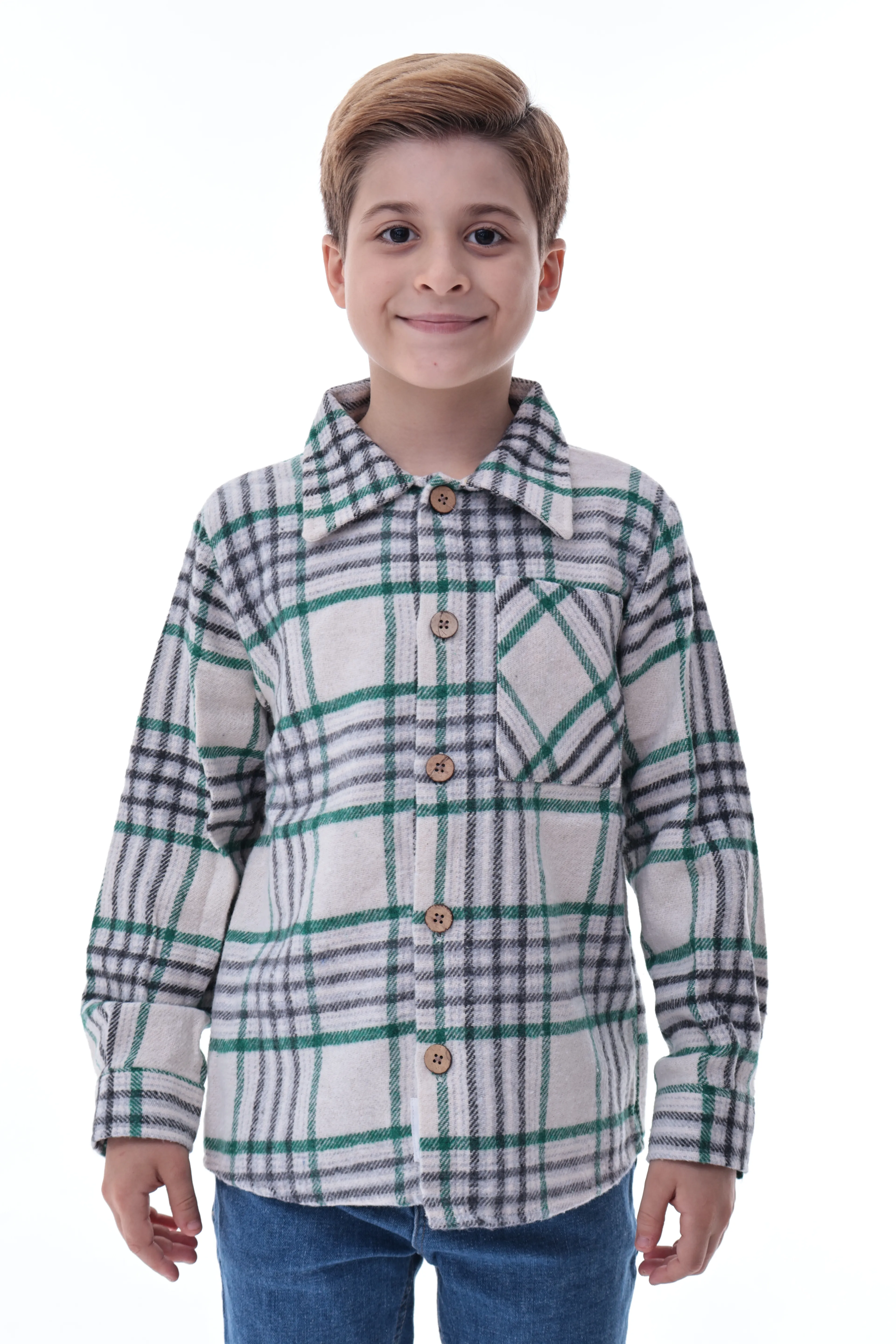 Ekose Desenli Erkek Çocuk Oduncu Gömlek Rahat Kalıp Düğmeli