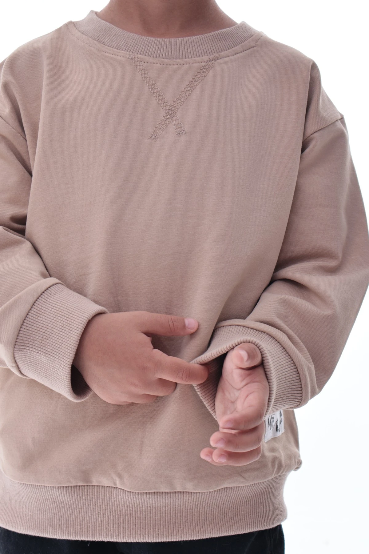 Erkek Çocuk Bej Sweatshirt %100 Pamuk | 12 Ay – 5 Yaş Rahat Kalıp Basic Günlük Üst
