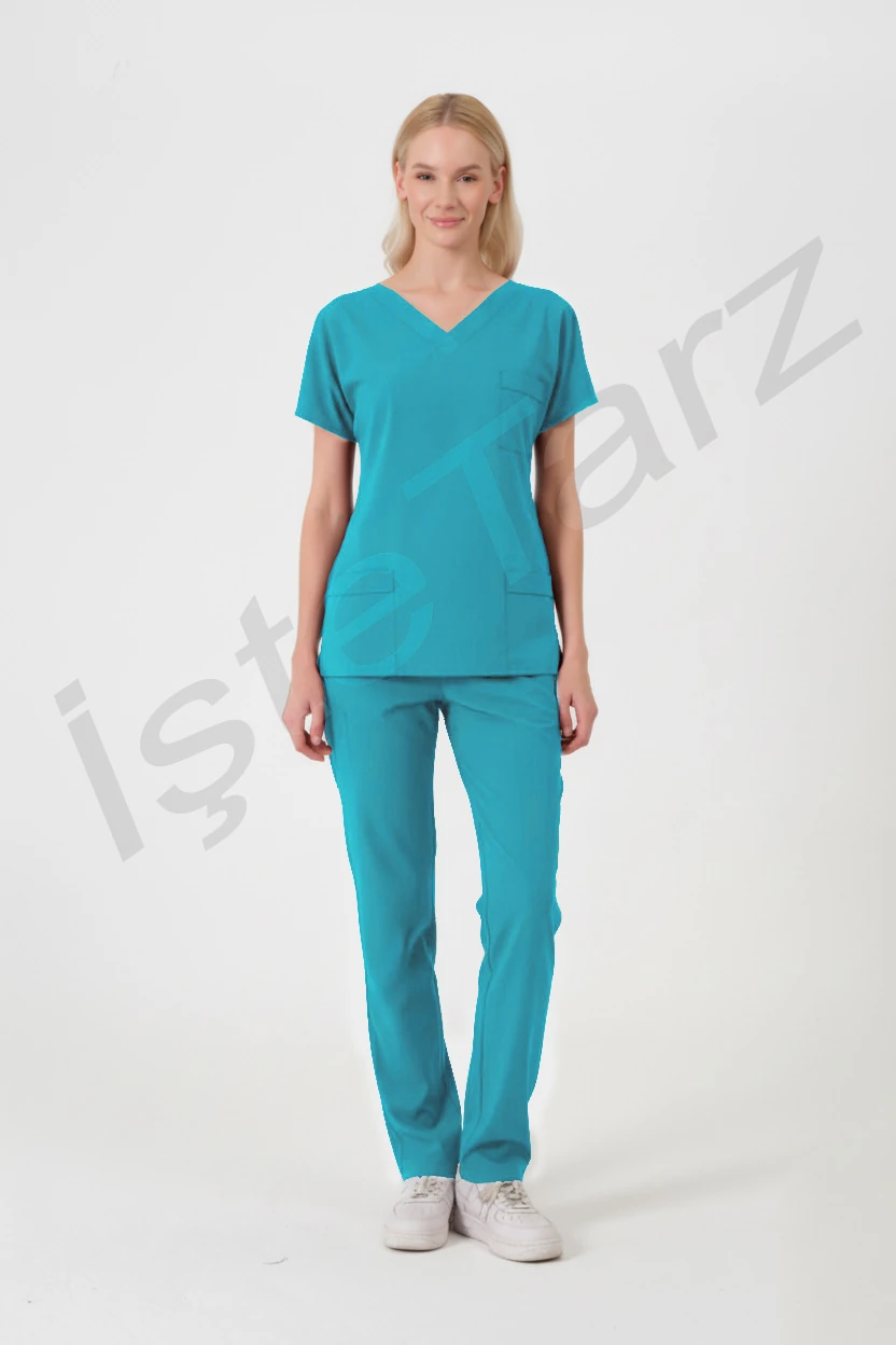 Kadın Doktor/Hemşire Forması Turkuaz