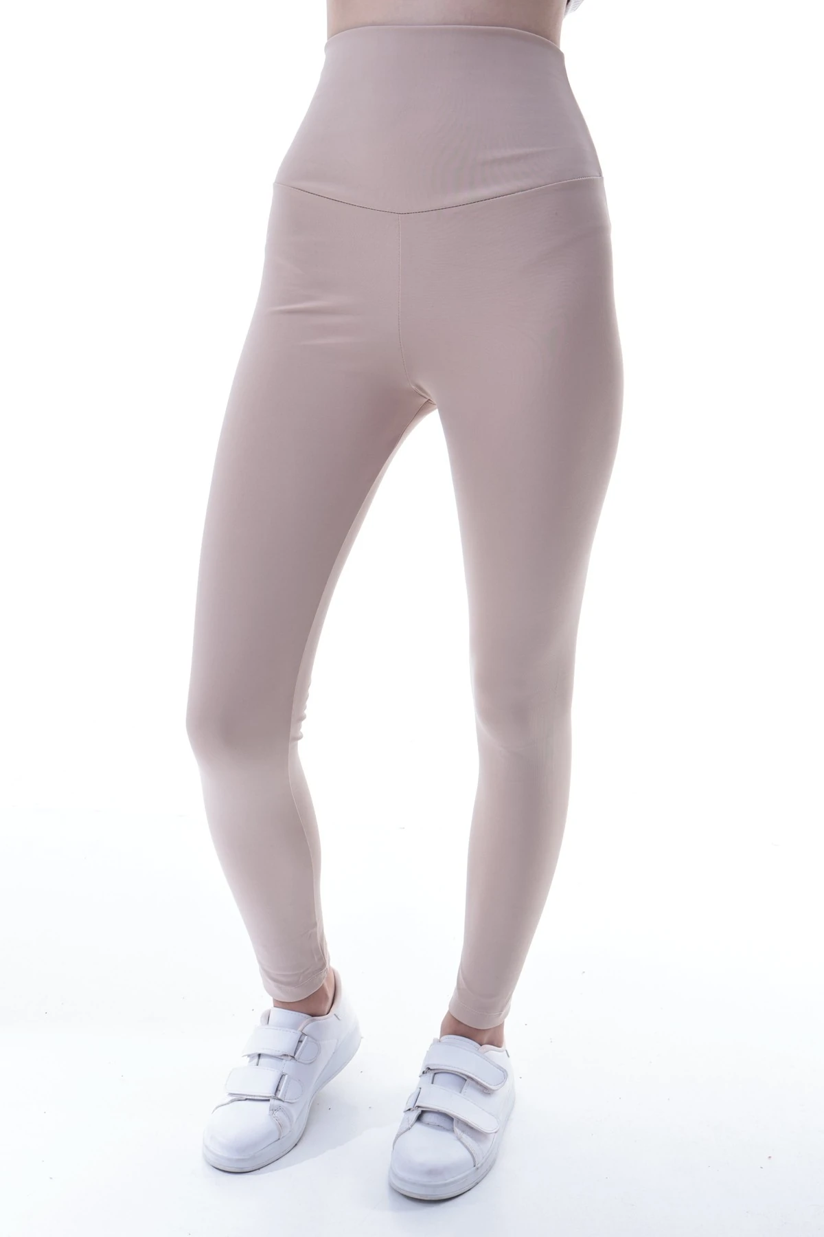 Kız Çocuk Krem Yüksek Bel Toparlayıcı Tayt – Esnek Likralı Spor Tayt 7-16 Yaş