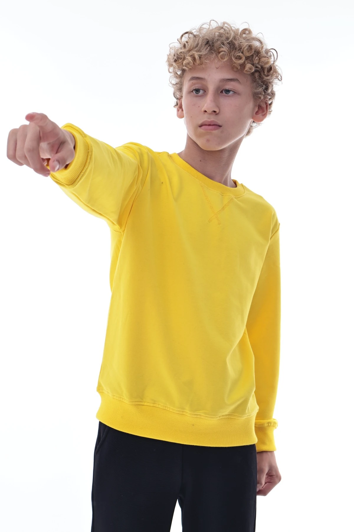 Sarı Erkek Çocuk Sweatshirt – Pamuklu Rahat Kalıp Günlük Model