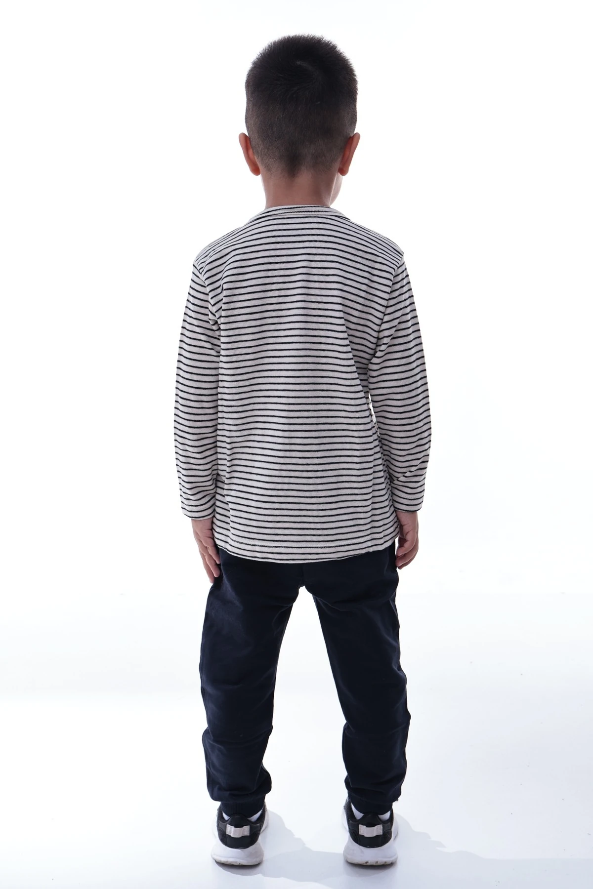 Erkek Çocuk Çizgili Uzun Kollu Tshirt ve Rahat Jogger Alt Takım | Günlük Spor Kombin