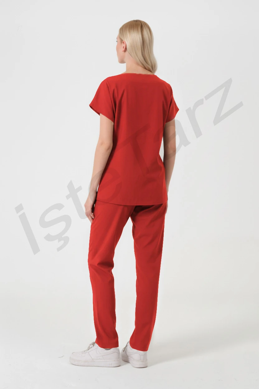 Kadın Doktor/Hemşire Forması Kırmızı