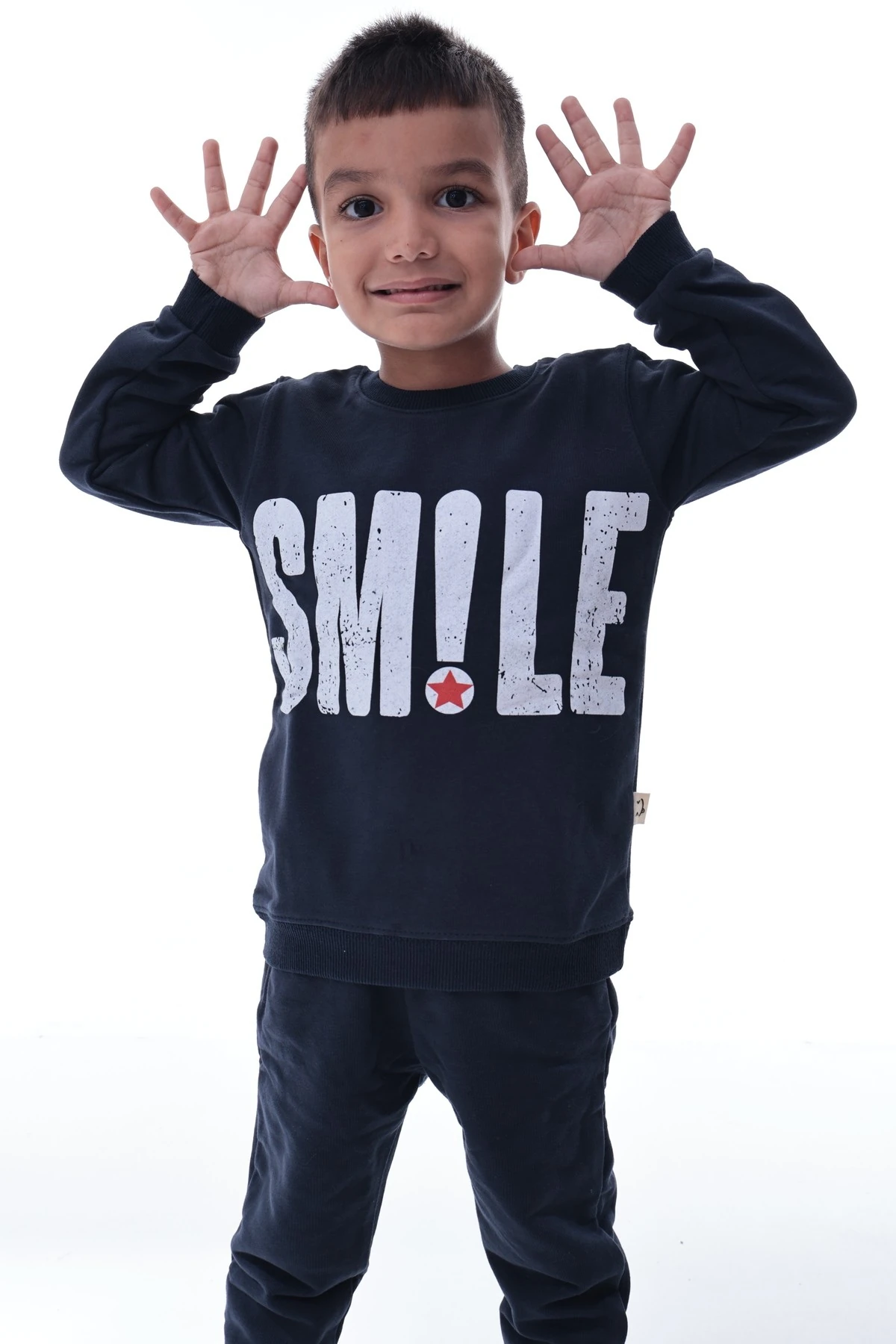 Erkek Çocuk Eşofman Takımı Smile Baskılı | Rahat Spor Üst Alt Takım | Günlük Kombin