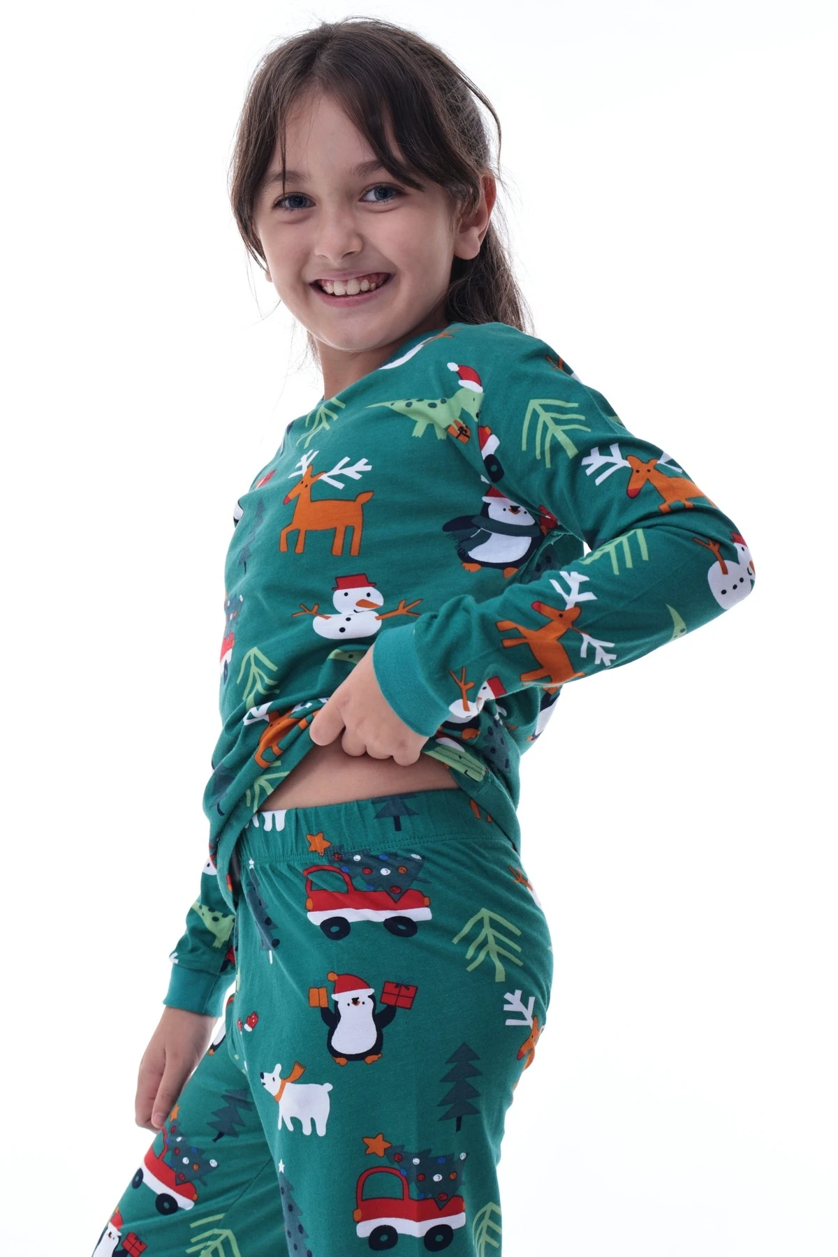 Çocuk Kış Noel Yıllbaşı Desenli Pamuklu Pijama Takımı Unisex – Rahat, Sıcak ve Eğlenceli Ev Giyim