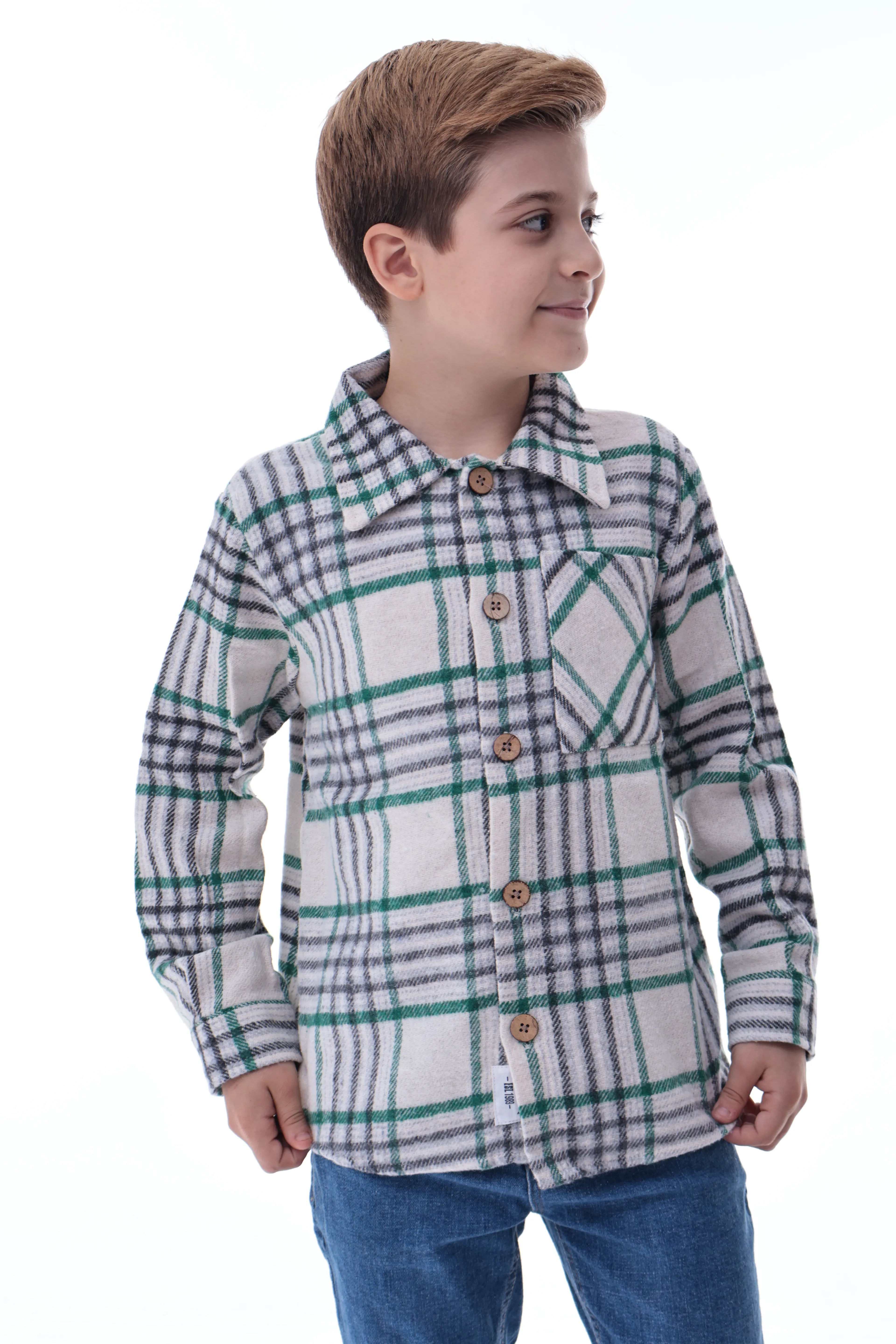 Ekose Desenli Erkek Çocuk Oduncu Gömlek Rahat Kalıp Düğmeli