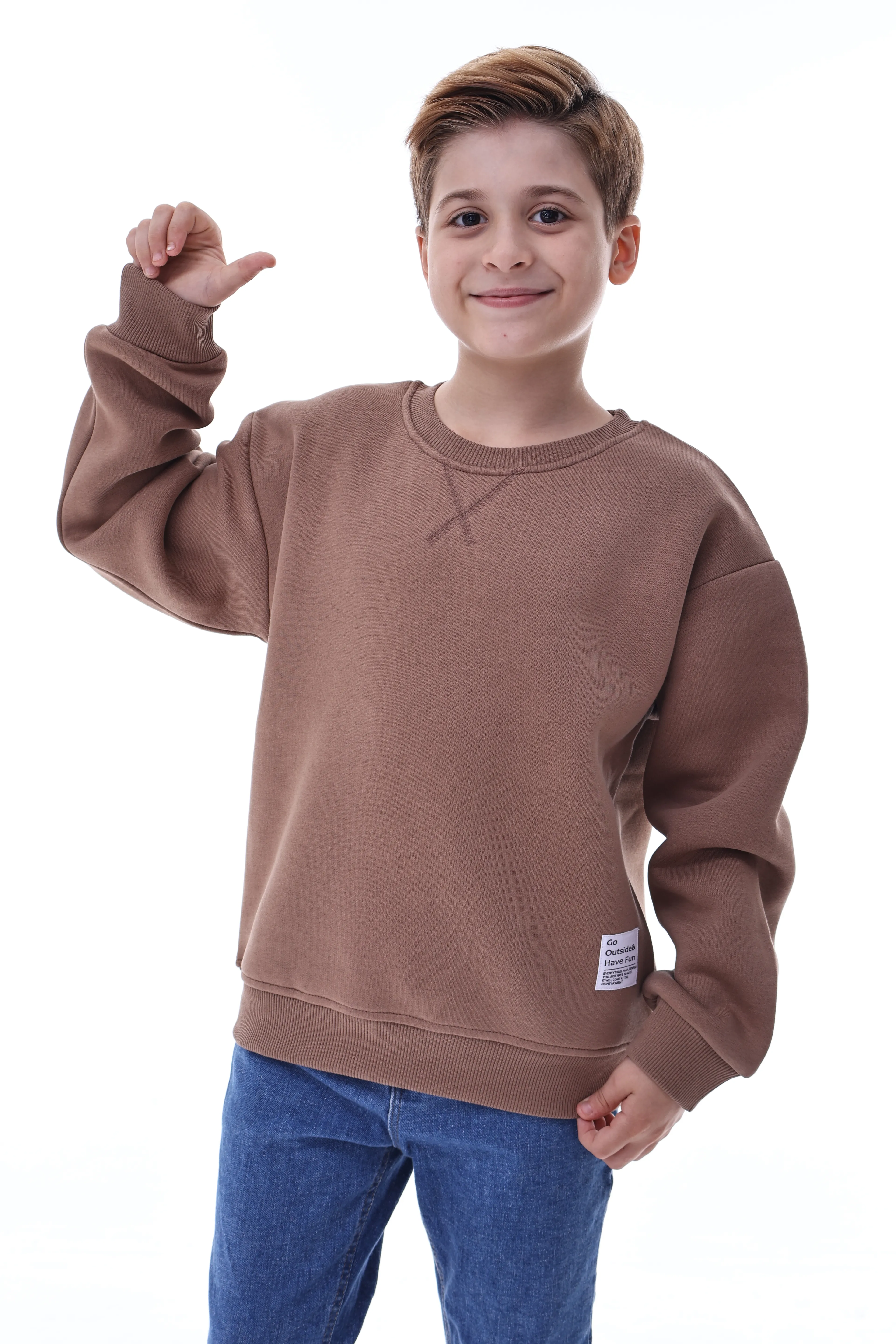 Basic Erkek Çocuk Sweatshirt Rahat Kalıp %100 Pamuk Günlük