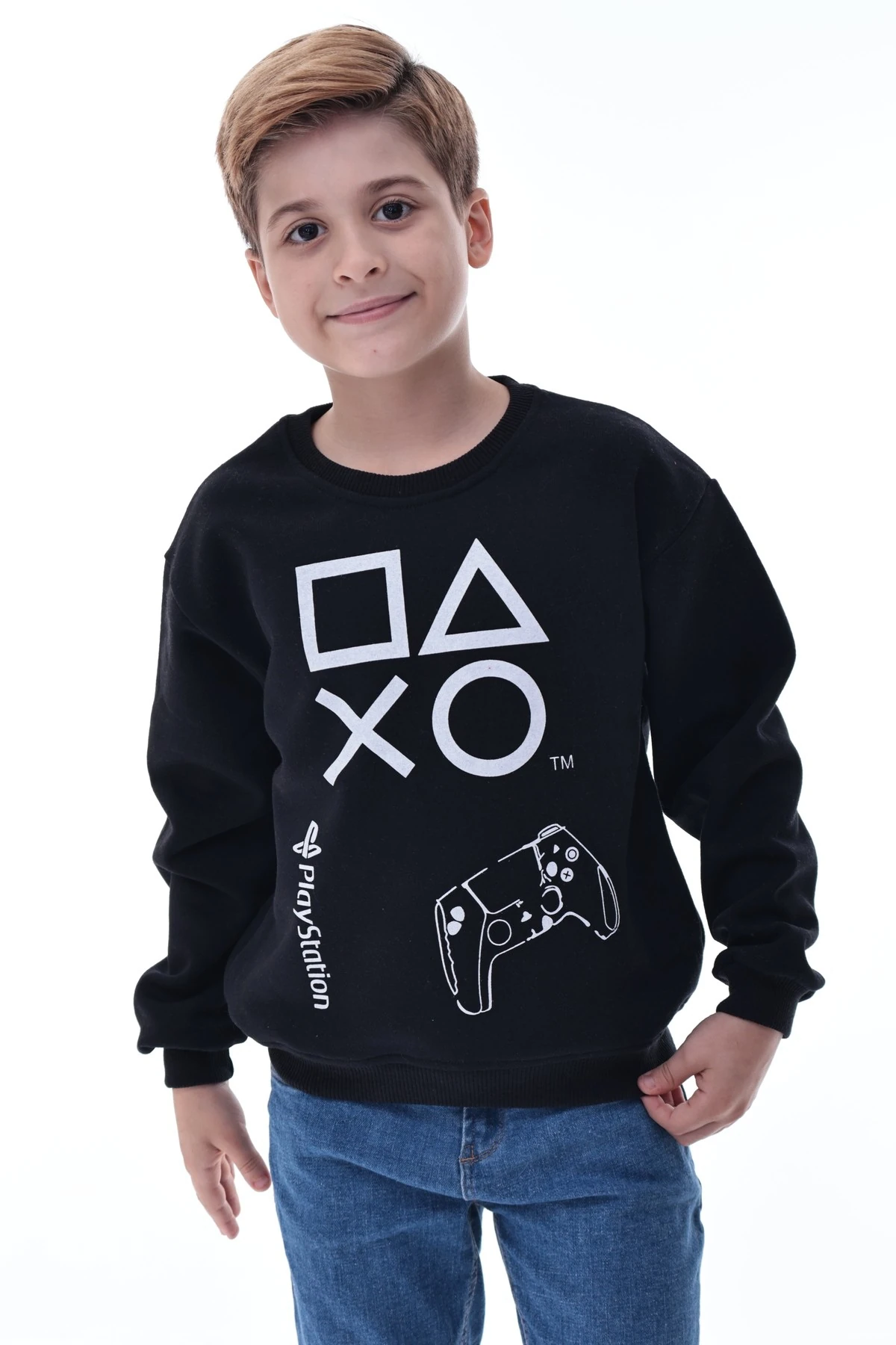 PlayStation Baskılı Çocuk Sweatshirt Siyah | Gamer Oyun Sever Sweat