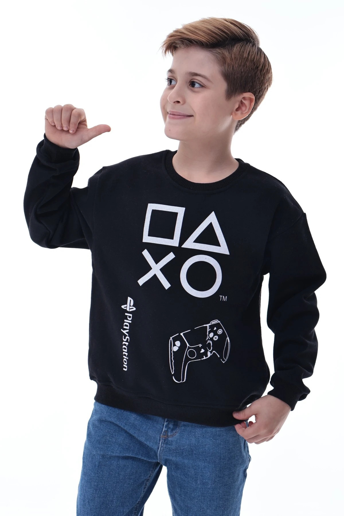 PlayStation Baskılı Çocuk Sweatshirt Siyah | Gamer Oyun Sever Sweat