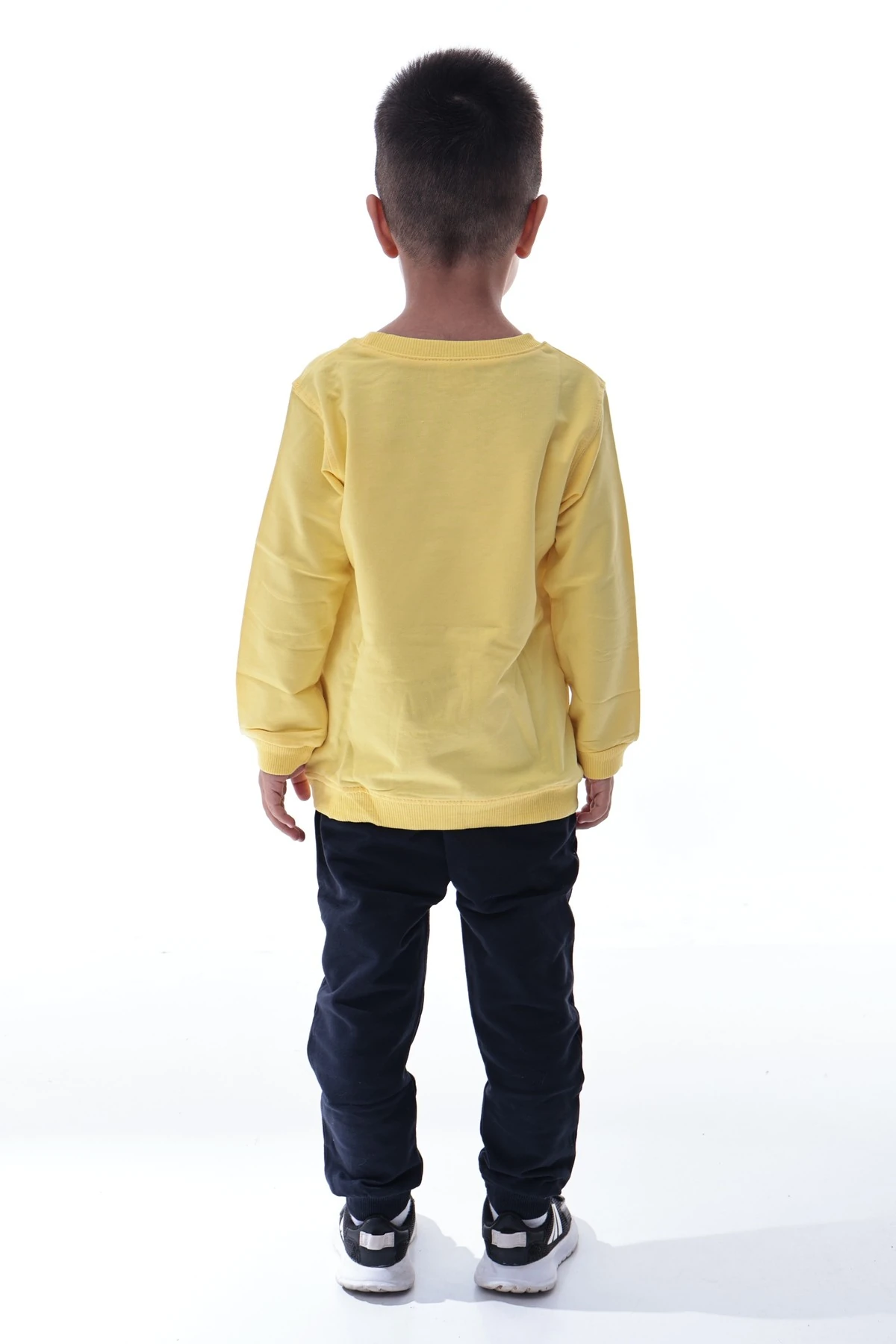 Erkek Çocuk Sarı Kaplan Baskılı Sweatshirt ve Lacivert Jogger Alt Takım | Rahat Günlük Kombin