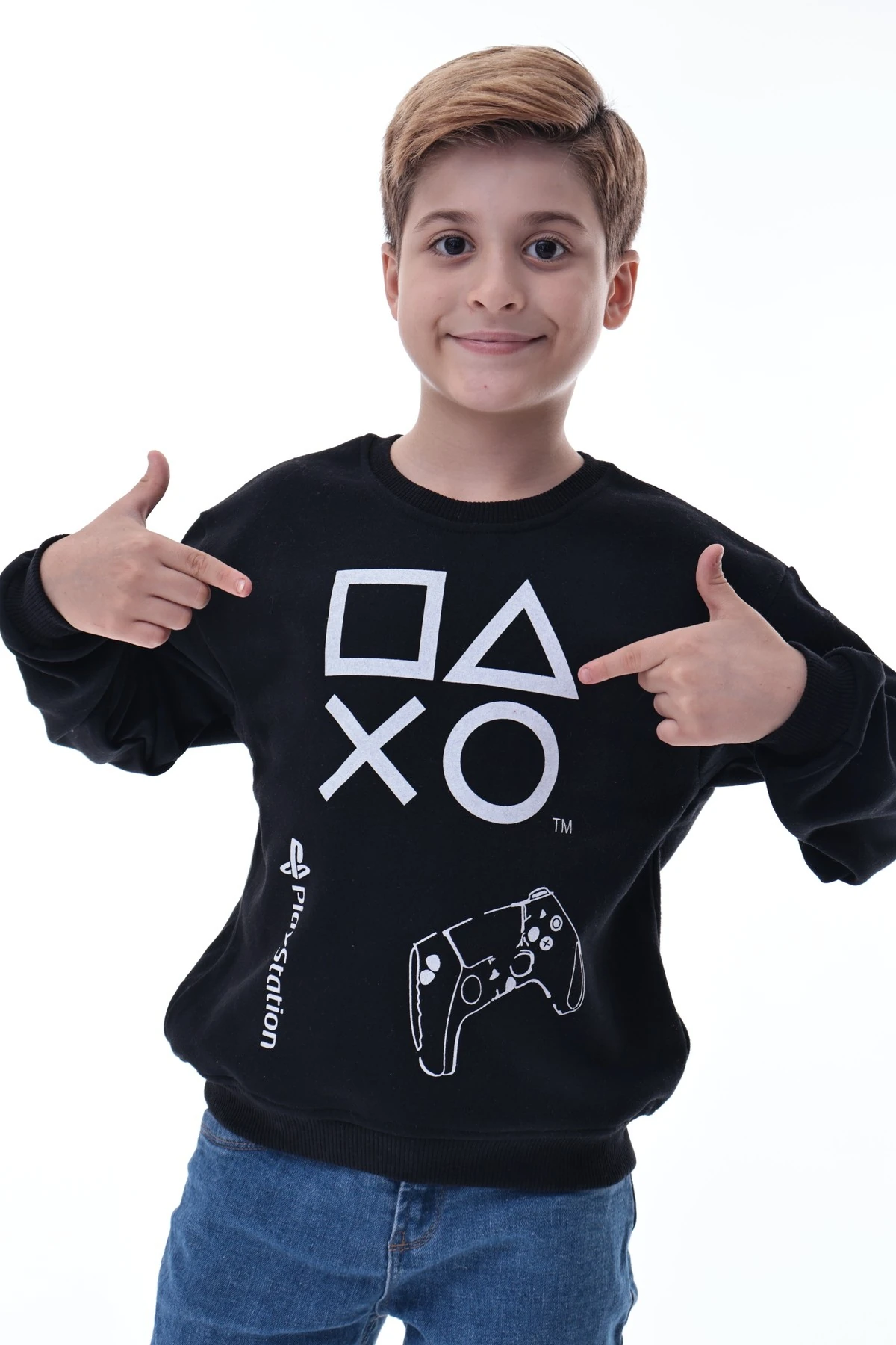 PlayStation Baskılı Çocuk Sweatshirt Siyah | Gamer Oyun Sever Sweat