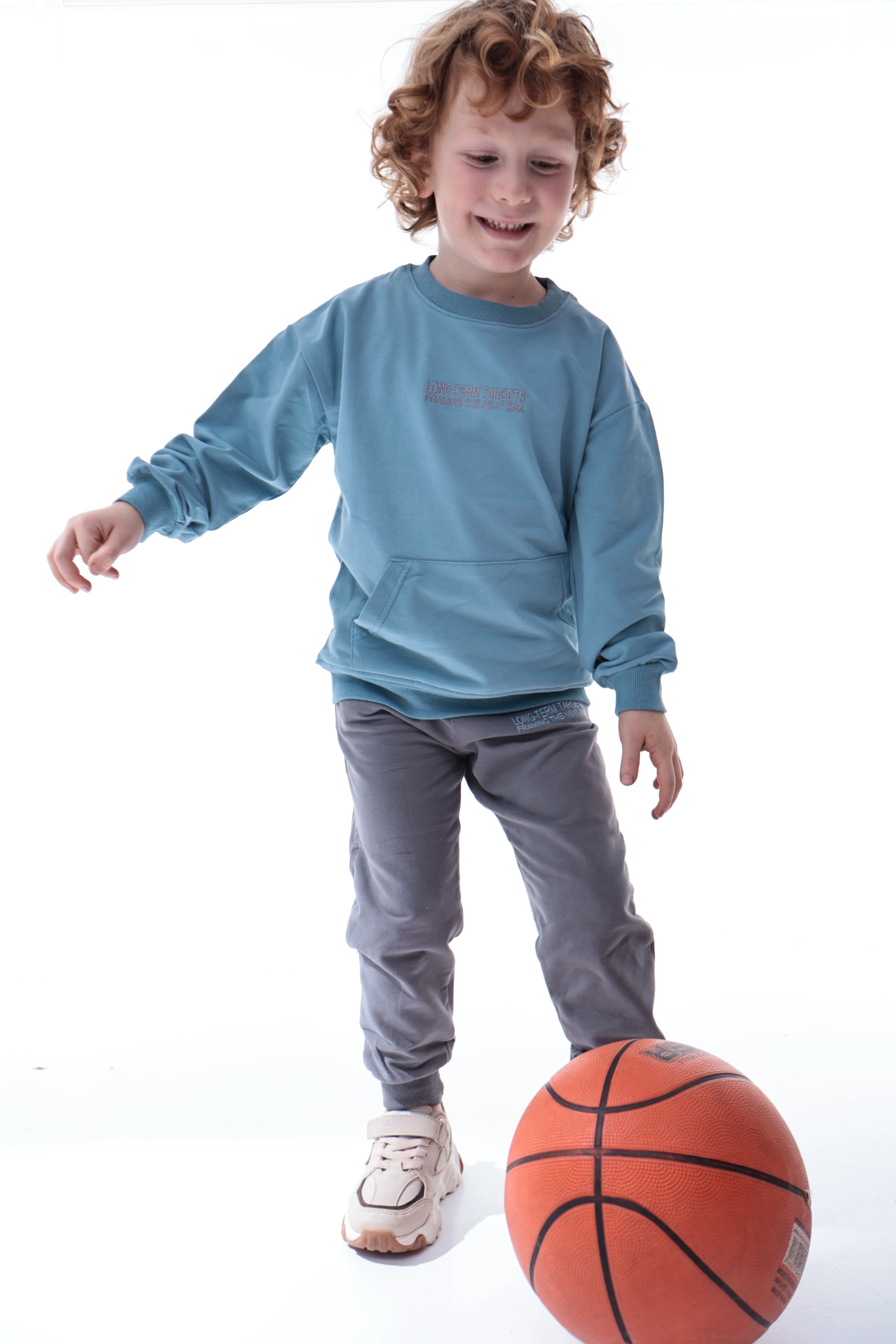 Erkek Çocuk Mavi Polar Eşofman Takımı | Yumuşak Kumaş Kapüşonlu Sweat & Rahat Jogger Alt