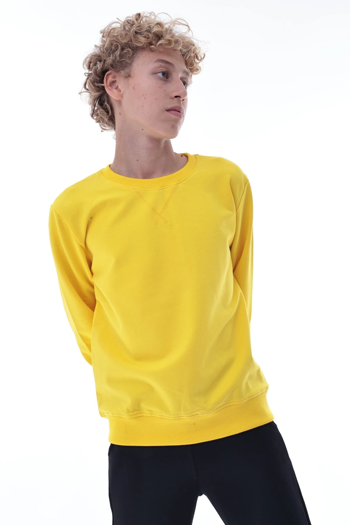 Sarı Erkek Çocuk Sweatshirt – Pamuklu Rahat Kalıp Günlük Model