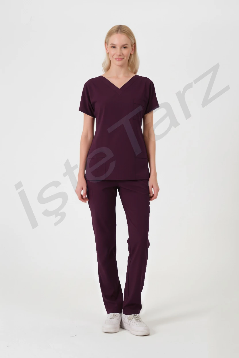 Kadın Doktor/Hemşire Forması Mürdüm