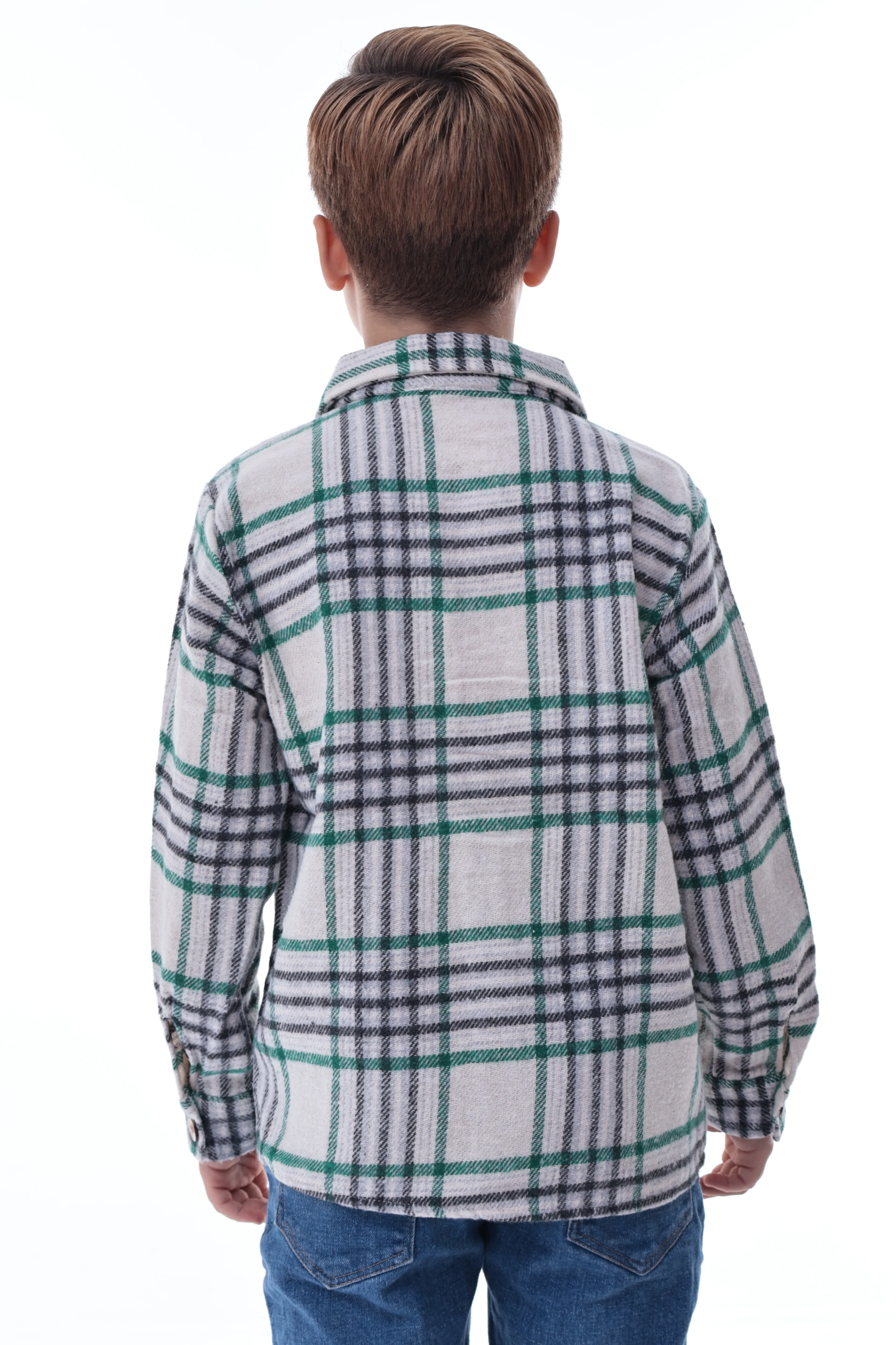 Ekose Desenli Erkek Çocuk Oduncu Gömlek Rahat Kalıp Düğmeli